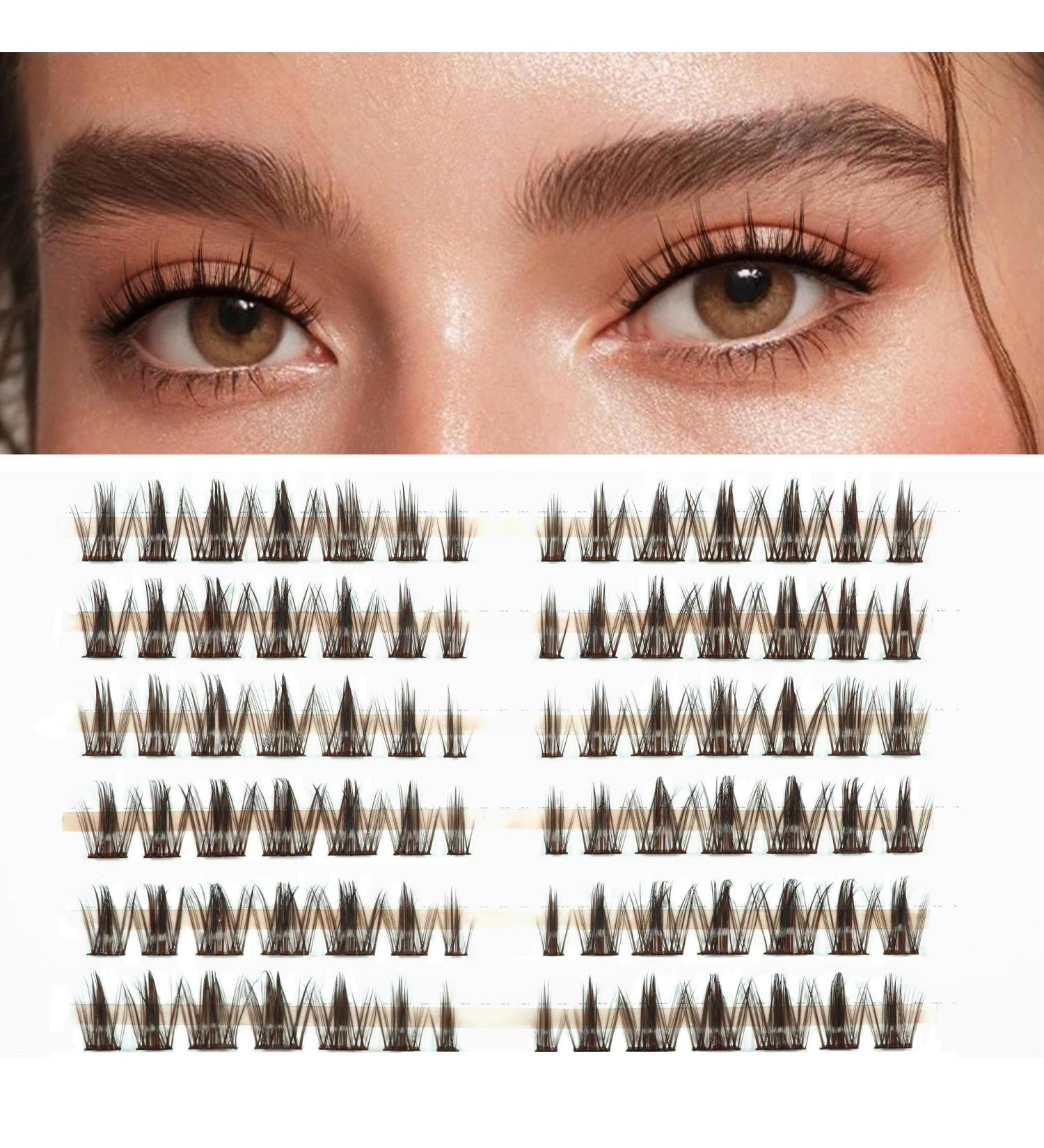 Buy Lankiz Brown Individual Manga Cluster Eyelashes | DIY Natural Eyelash Extensions | Fake Lashes in Manga-Style-04 - Buy Online on GoSupps.com