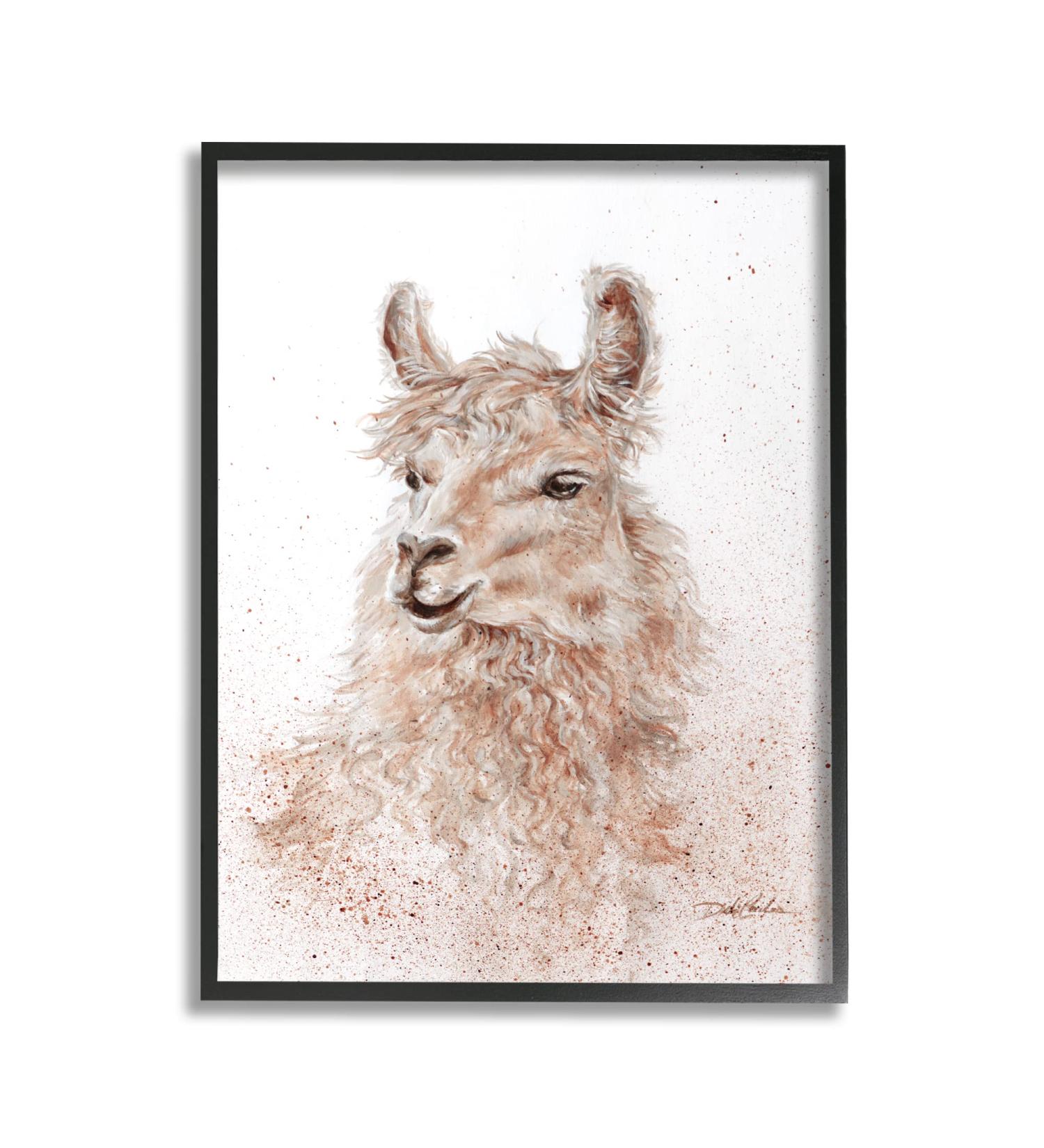 No Drama Llama Shaggy Hair Wall Art | 24x30 Abstract Portrait by Debi Coules | Black Framed Decor for Animal Lovers - Stupell Industries - Buy Online on GoSupps.com