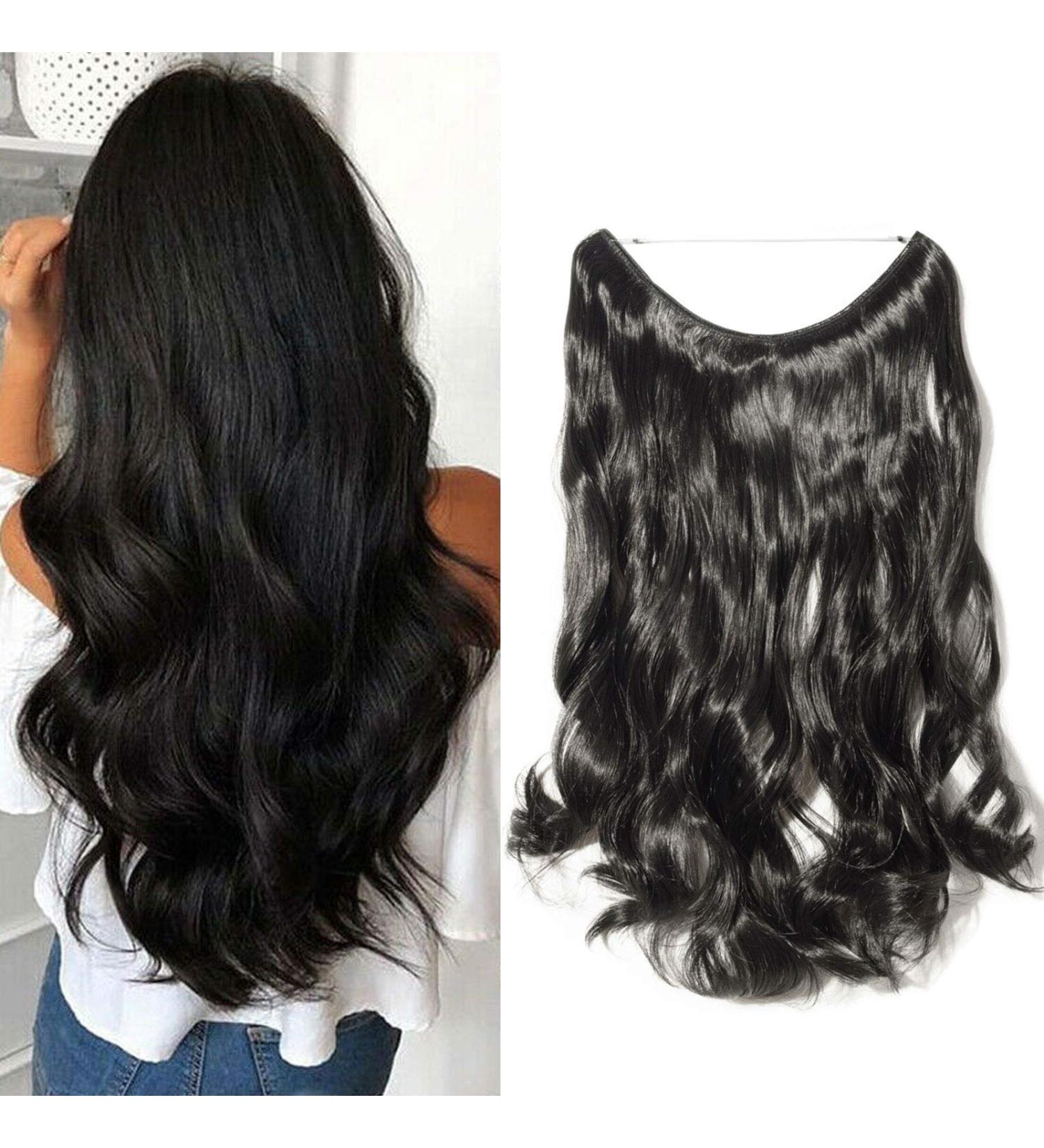 Buy Hair Extensions Secret Headband - 50cm Wavy Dark Black Invisible Crown Wire Hairpiece for Women | International Shipping - Buy Online on GoSupps.com