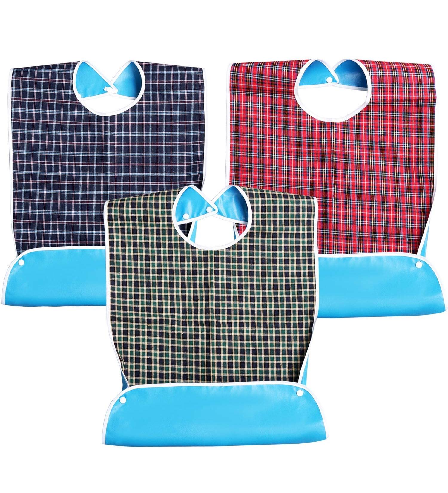 ZCFOIKAN Adult Bibs Adult The Eldly Bib Adult Washable Dining Bibs for Elderly (3 Pack Red Green Blue) - Buy Online on GoSupps.com
