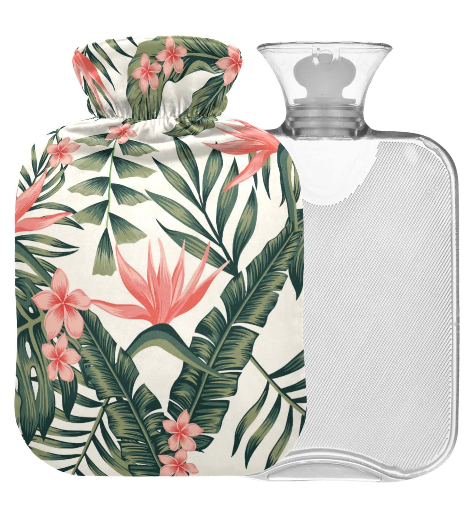 Naanle Tropical Flower Palm Hot Water Bottle 2L - Ideal for Menstrual Cramps Pain Relief & Heat Therapy - Buy Online on GoSupps.com