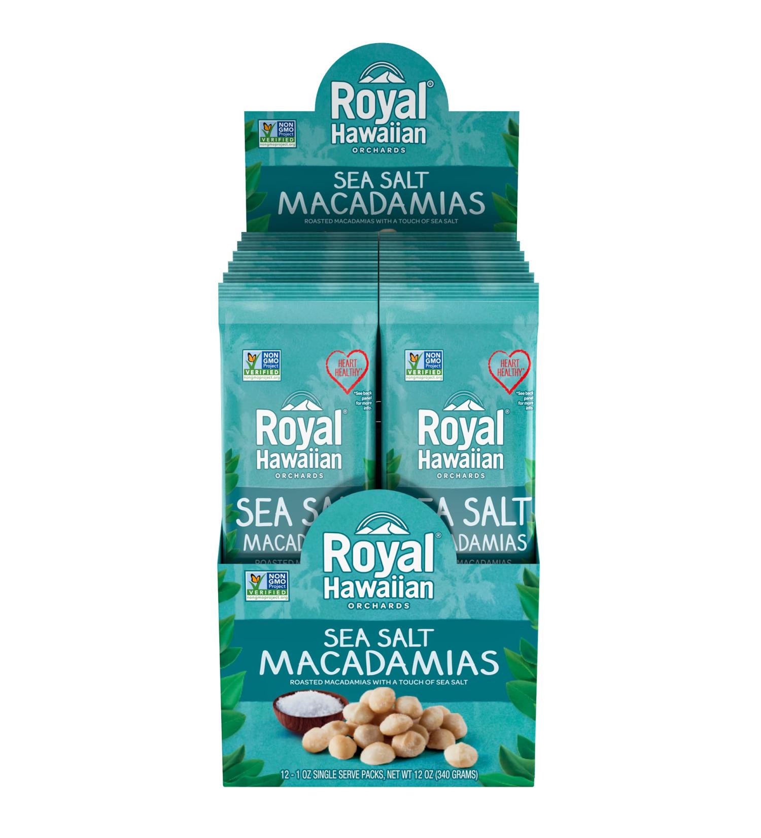 Royal Hawaiian Sea Salt Macadamia Nuts 1 Oz Snack Pouch (12 Pack) | Dry Roasted | Premium Quality | Healthy Snacking Option - Buy Online on GoSupps.com