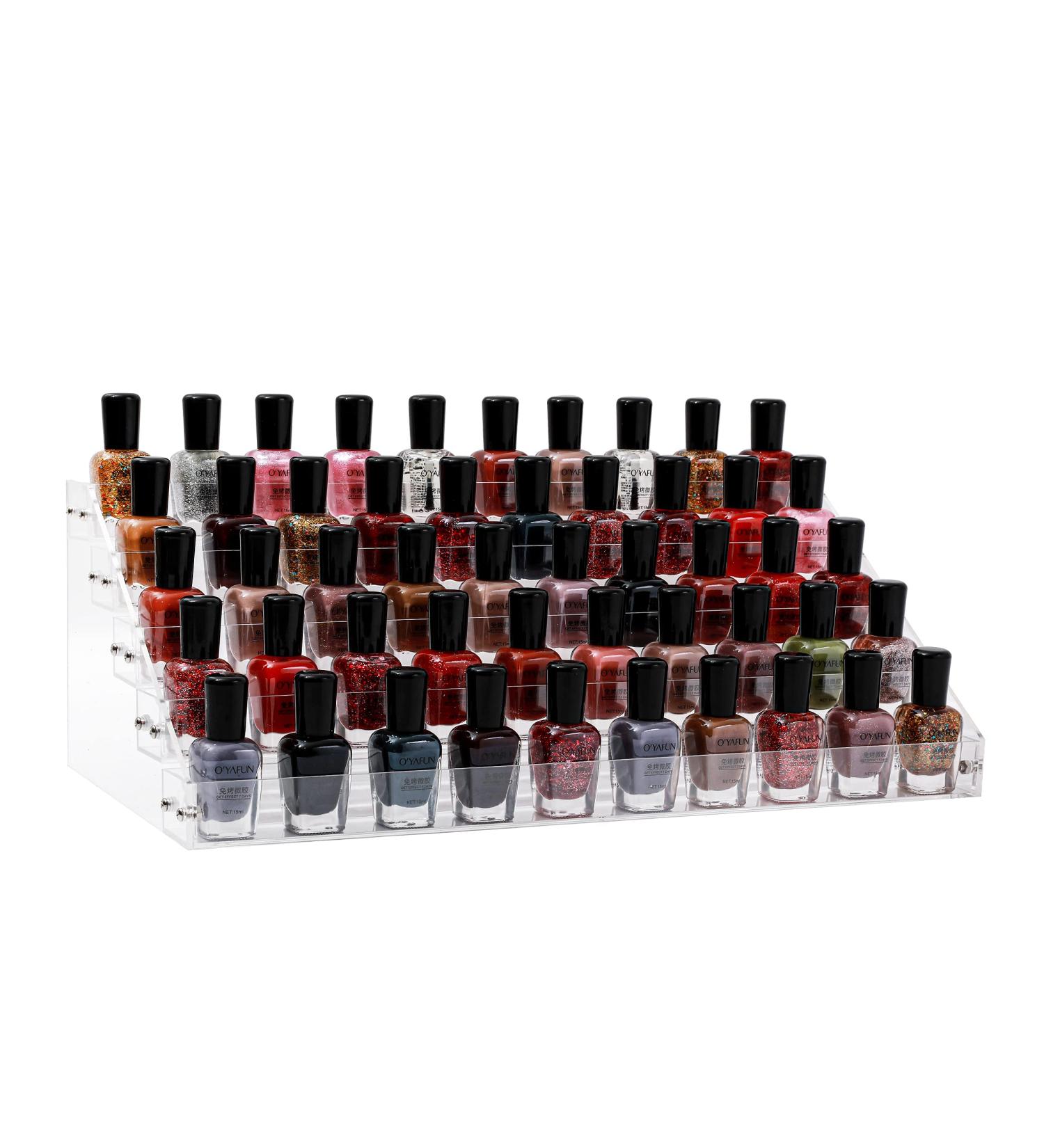 Cq acrylic 5 Tier Nail Polish Organizer Stand - Holds 55 Bottles - Clear Acrylic Essential Oils Holder for Nail Salon - Buy Online on GoSupps.com