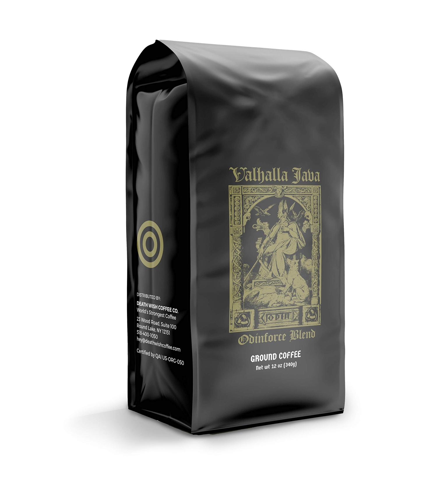 Valhalla Java Dark Roast Grounds 12 Oz | Strongest Bold Organic Ground Coffee Blend for Morning Boost - 12 Ounce (Pack of 1) - Buy Online on GoSupps.com