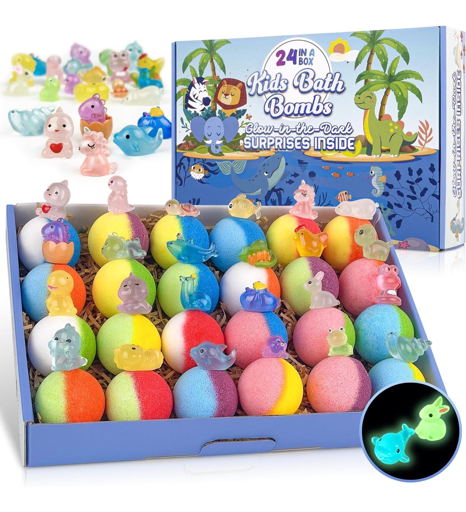 Bombes de bain pour enfants 24 bombes de bain avec surprise phosphorescente l'int rieur bain moussant color naturel et biologique pour enfants cadeau parfait pour gar ons et filles - Buy Online on GoSupps.com