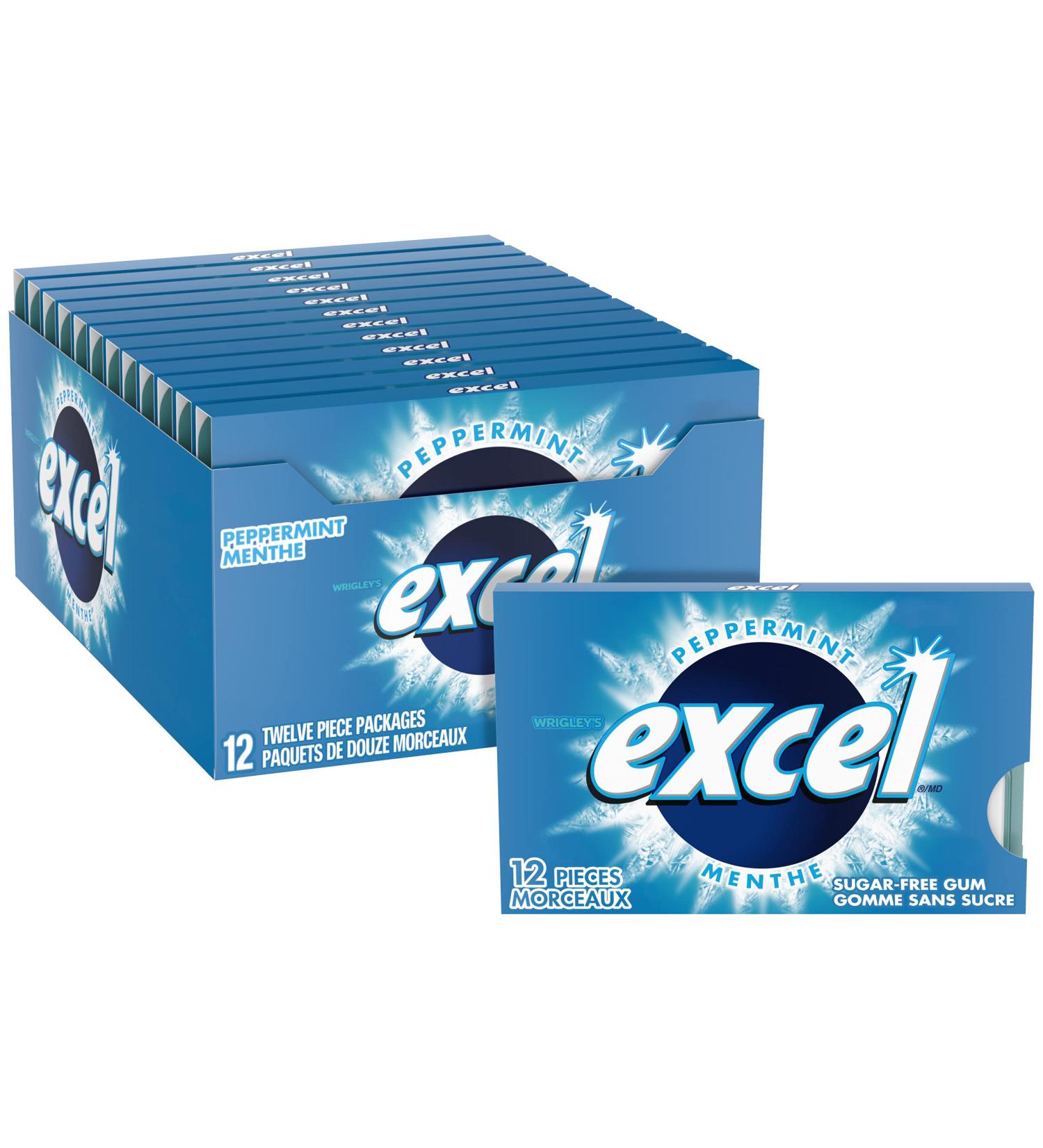 EXCEL Peppermint Flavoured Sugar Free Chewing Gum 12 Pieces 12 Packs Peppermint Gum - Buy Online on GoSupps.com