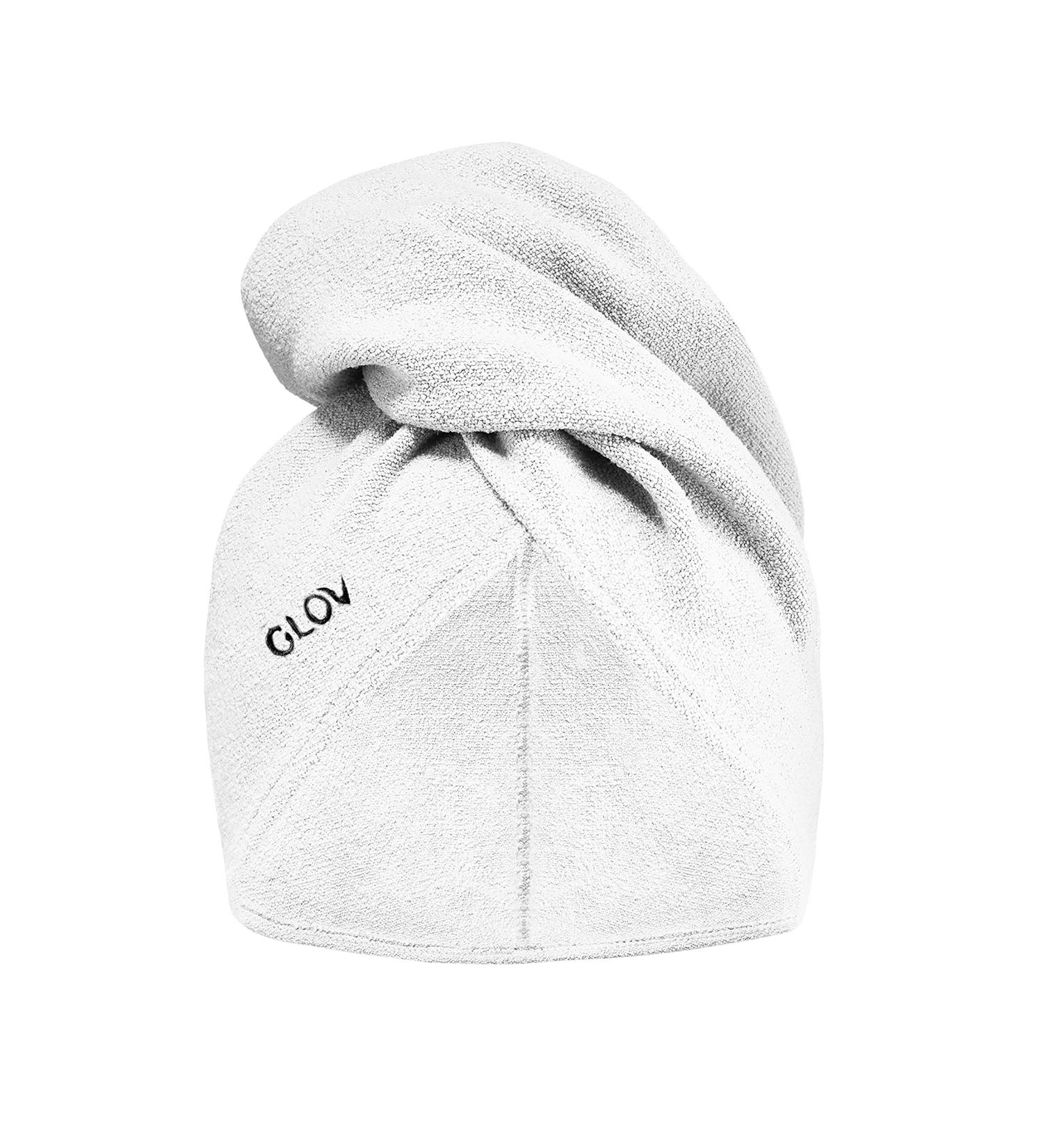 Glov Quick-Dry Microfiber Hair Turban - Absorbent Towel with Loop & Buttons | Universal Size (White) for Fast Drying - Buy Online on GoSupps.com