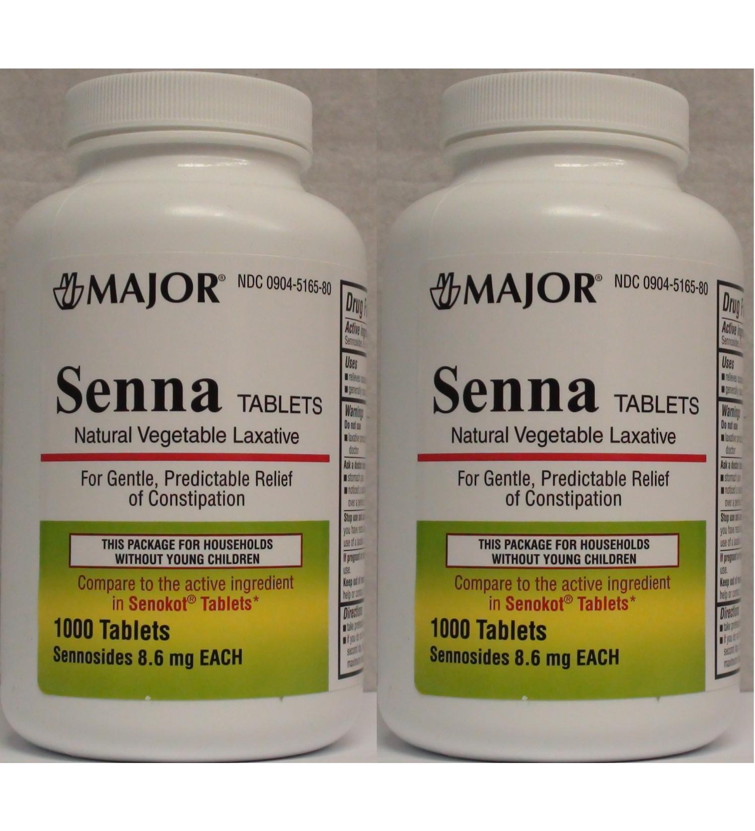 Senna 8.6 Mg Natural Vegetable Laxative 1000 Tablets Generic for Senekot Pack of 2 Total 2000 Tablets (2)