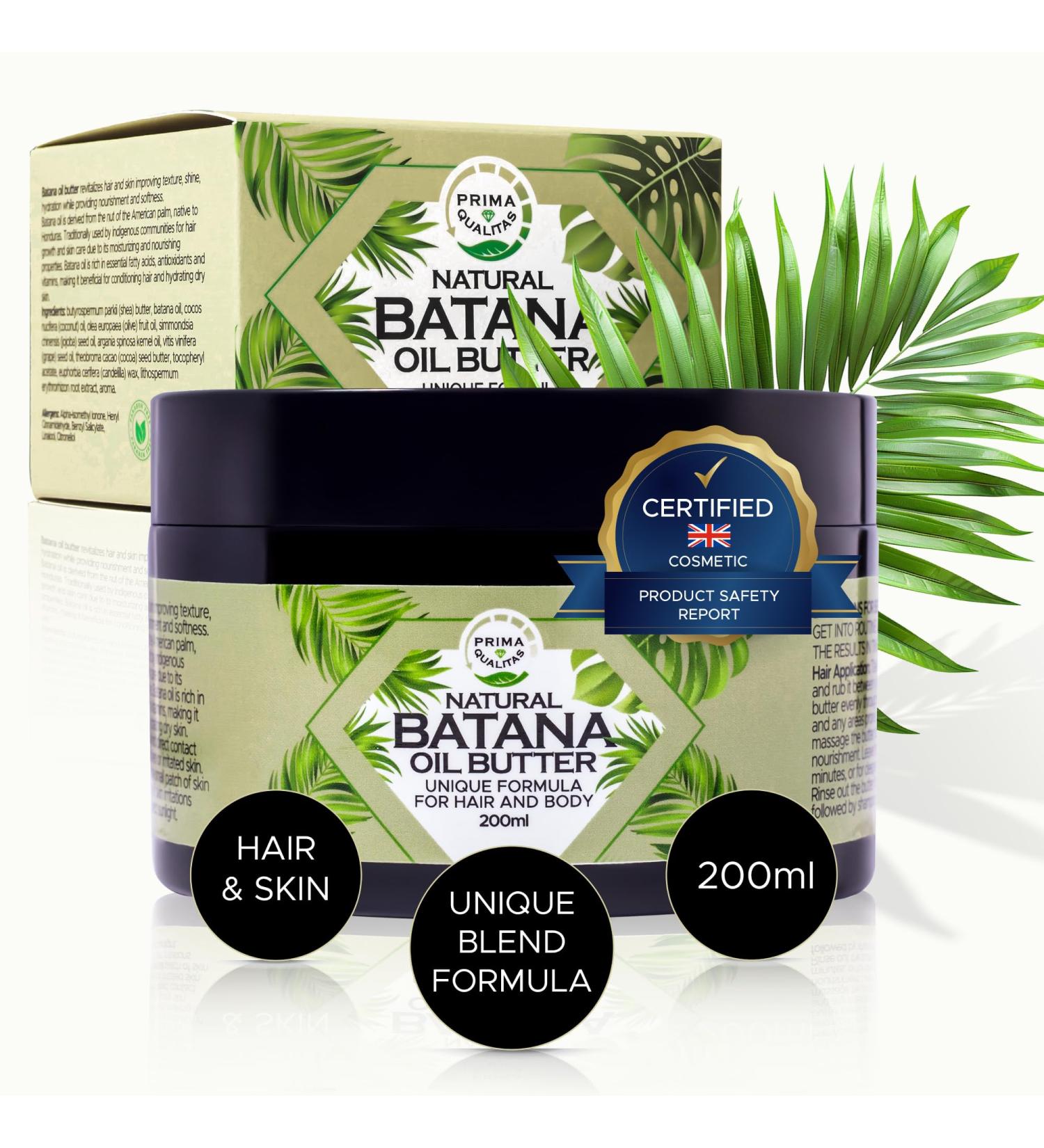 Prima Qualitas Batana Oil with Coconut for Hair Growth- Nourish and Repair Dry Damaged Hair- 100% Raw Natural Oil Jojoba Argan and Shea Butter for Hair and Skin Care 200 gr - Buy Online on GoSupps.com