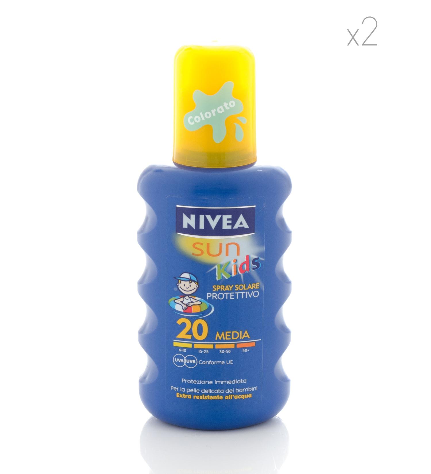 Nivea Set 2 Pezzi Latte Solare Kids Colorato Spf 20 200ml cad.