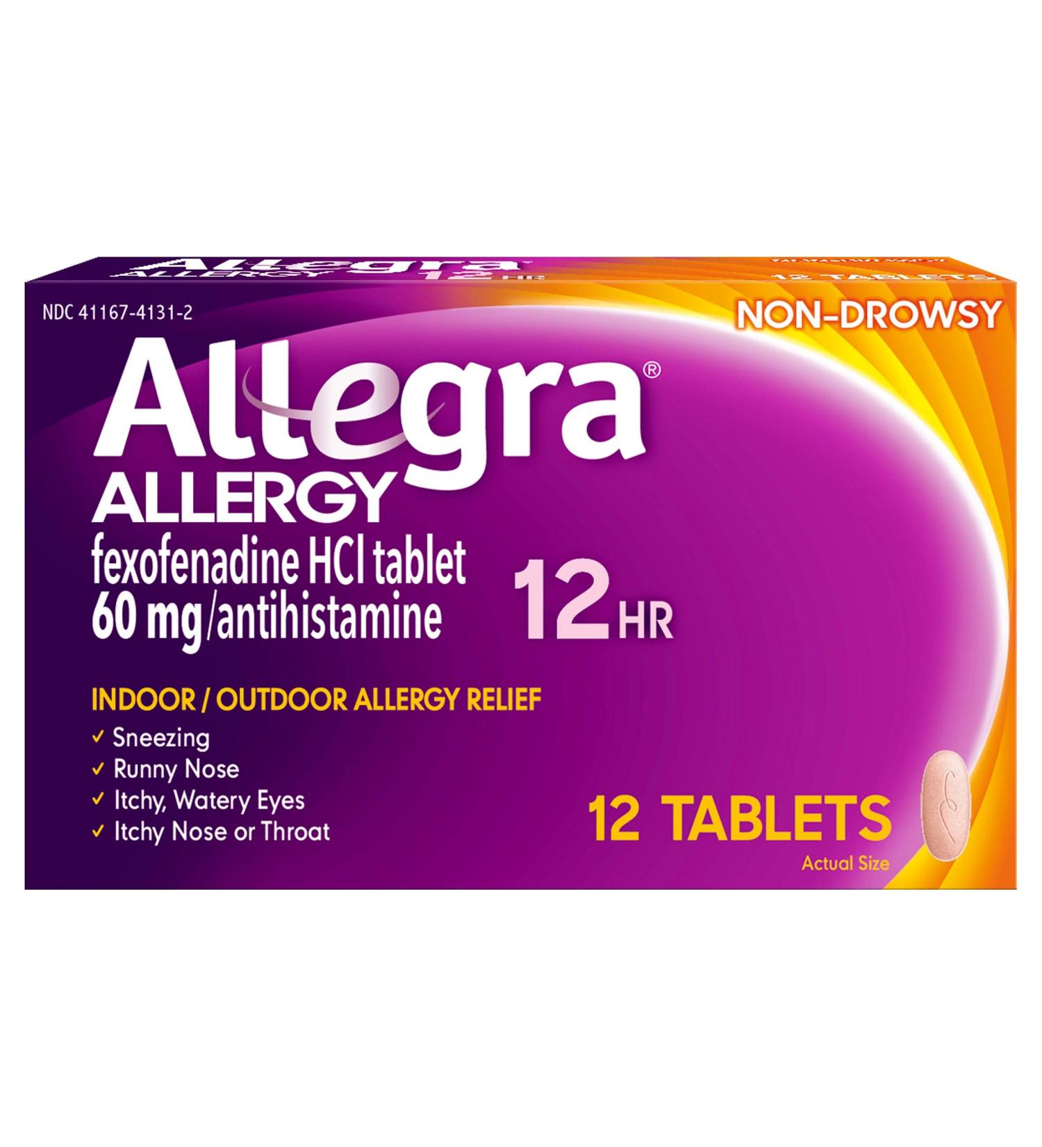 Allegra Allergy 60 mg Tablets 12 Hour - 12 Ct Pack of 4