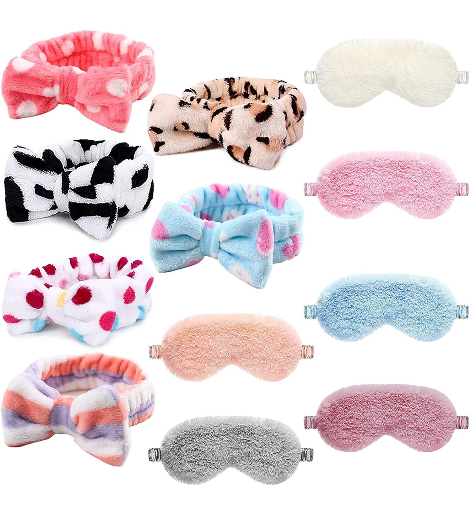 Belato Teenager Girl Plush Sleep Eye Mask and Bow Spa Headbands Set - 12 Count - Buy Online on GoSupps.com