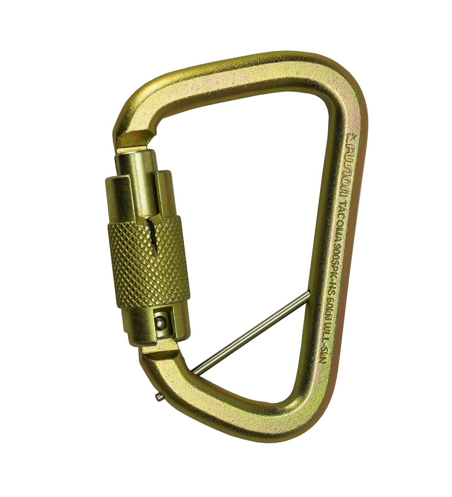 Fusion Tacoma D-Shaped Triple Lock Alloy Steel Carabiner - Gold | Heavy-Duty Climbing Gear - Buy Online on GoSupps.com