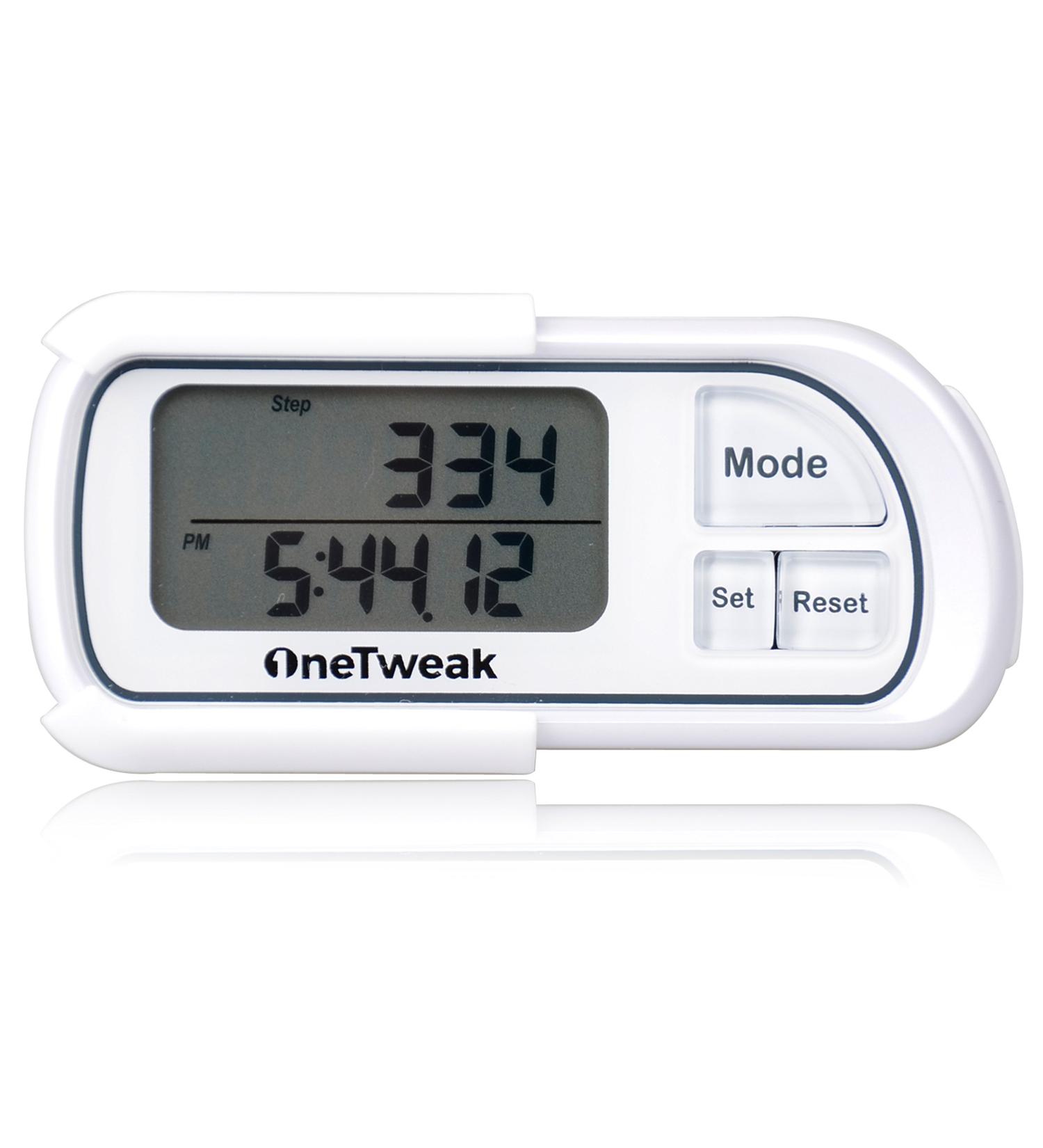 OneTweak EZ-1 Pedometer for Walking - White | Back-to-Basics Step Counter with Pause Function - Simple & Multi-Function Fitness Tool - Buy Online on GoSupps.com