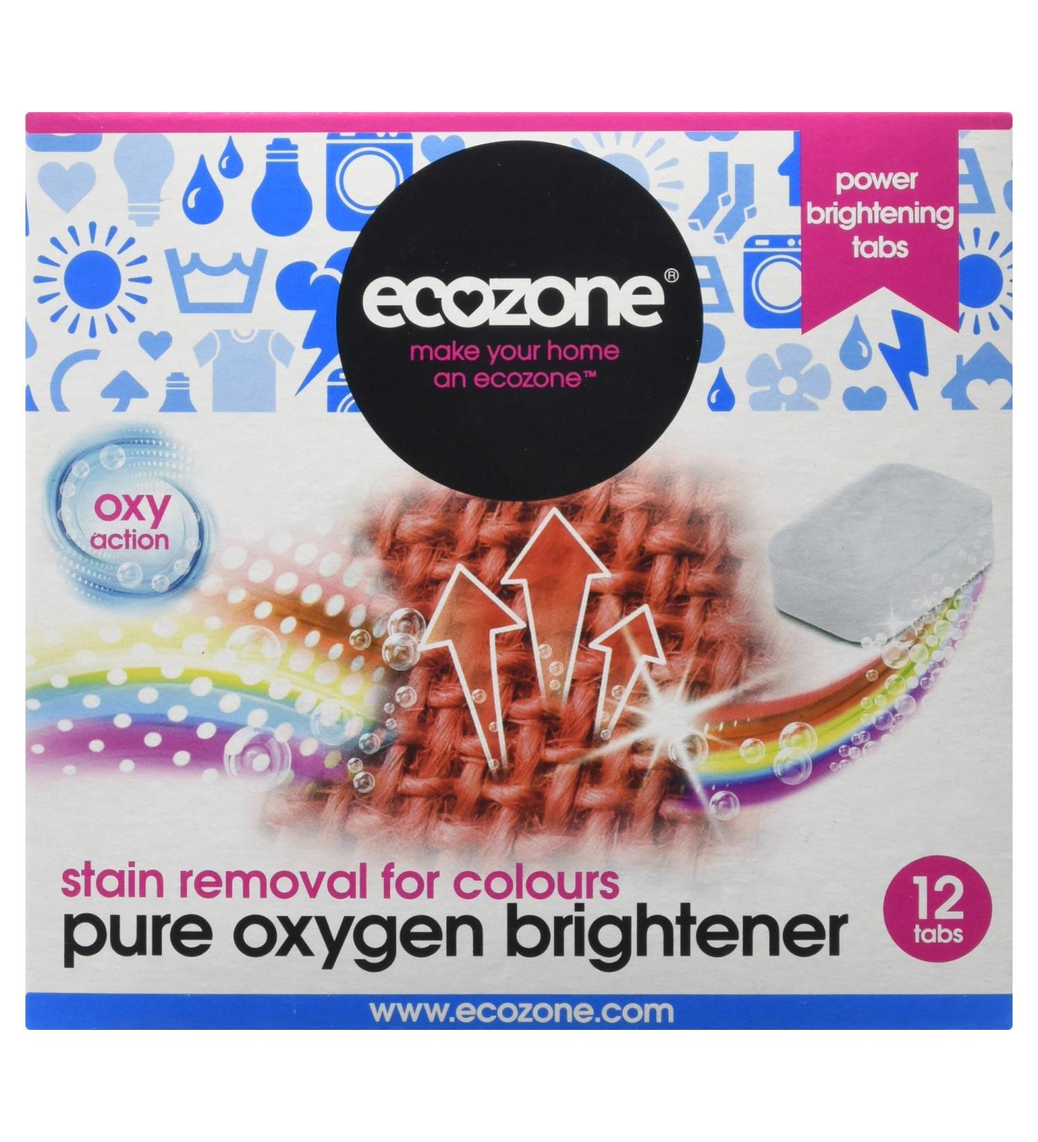Ecozone Pure Oxygen Stain Removal and Brightener for Colours Chlorine Free 12 Tablets