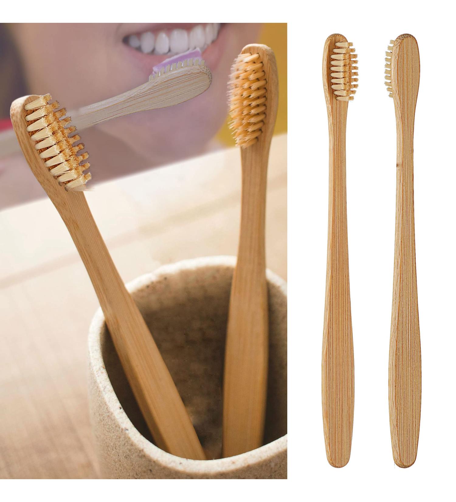 Bamboo Toothbrush Set of 2 | Sustainable Wooden Brushes with Natural Bristles for Eco-Friendly Oral Care - Buy Online on GoSupps.com