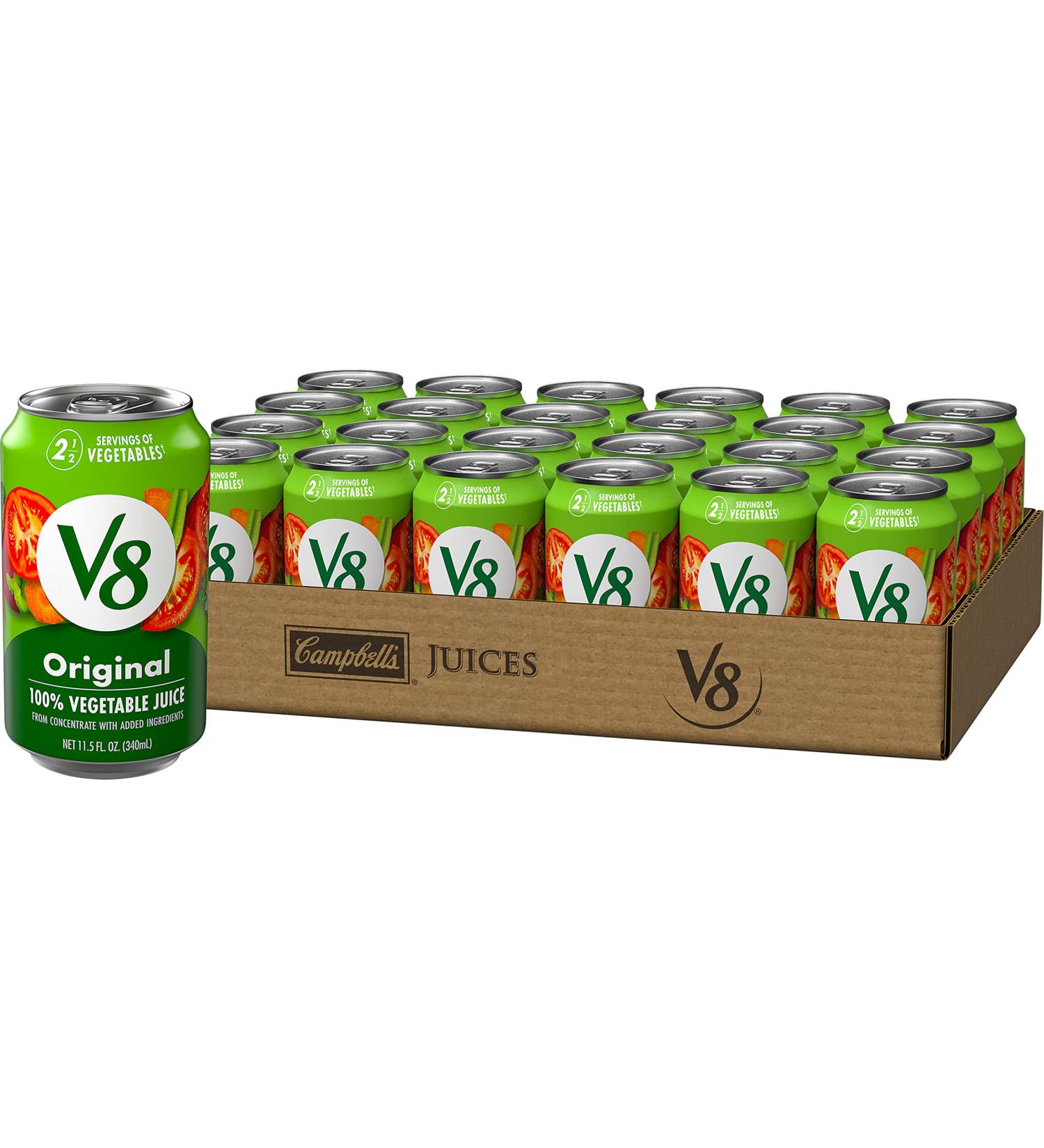 V8 Original 100% Vegetable Juice 11.5 FL OZ Can - Pack of 24 - Tomato Juice Blend - Buy Online on GoSupps.com