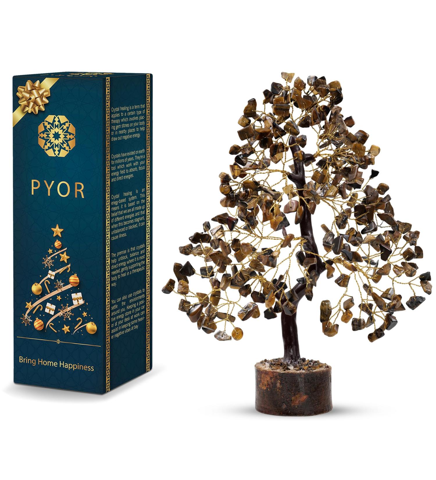 Tigers Eye Crystal Money Tree - Feng Shui Decor for Good Luck & Prosperity - Buy Online on GoSupps.com