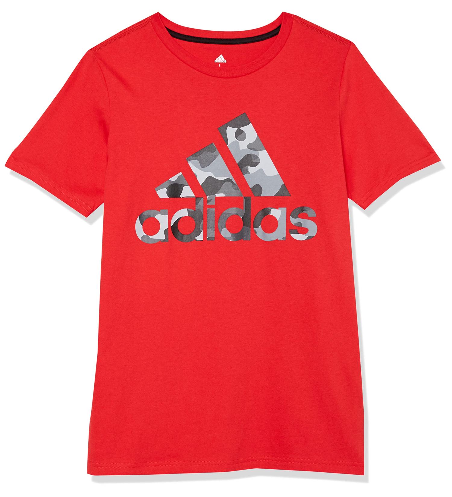 adidas Boys' Short Sleeve Cotton Jersey Logo T-Shirt Tee X-Large Vivid Red