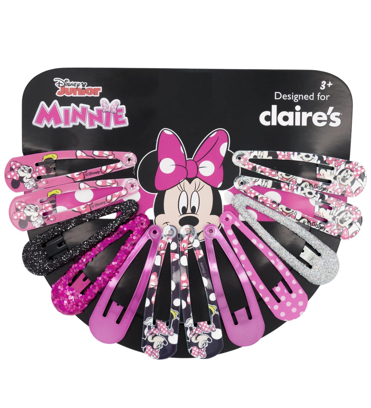 Claires Disney Minnie Mouse Glitter Hair Clips Set | 12PCS for Girls & Babies | Perfect Gifts | Pink White Black - Shop Now! - Buy Online on GoSupps.com