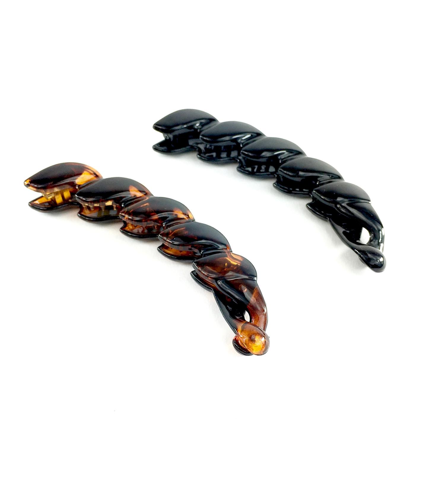 2 Pack Banana Hair Clips - Black & Brown Twisted Hair Combs for Women - Stylish Fish Grip Accessories - Buy Online on GoSupps.com