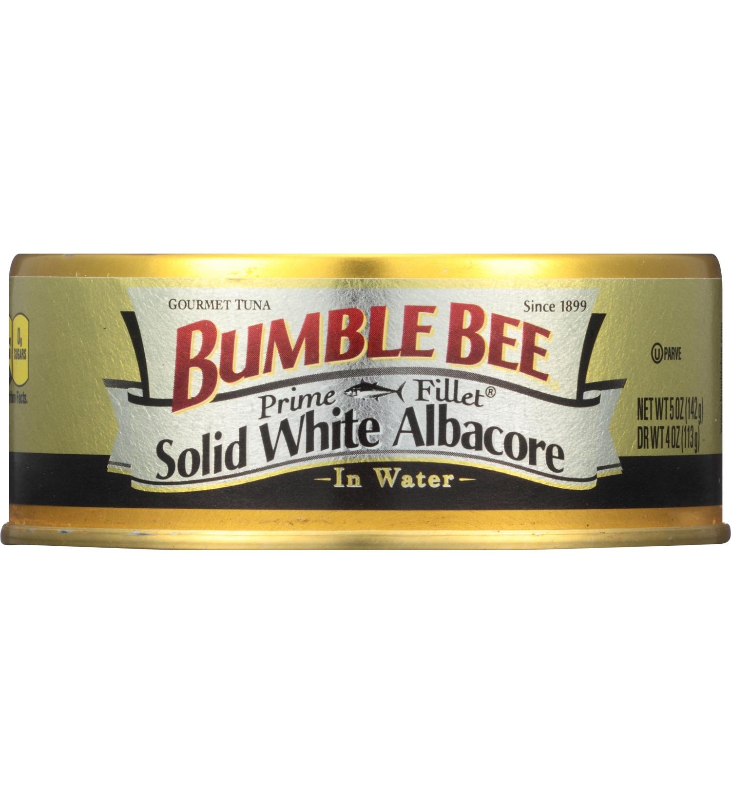 BUMBLE BEE Prime Fillet Solid White Albacore Tuna in Water, 5oz Can (Case of 24) | Wild Caught, High Protein Keto Snack- Gluten Free, Paleo, Low Carb - Buy Online on GoSupps.com