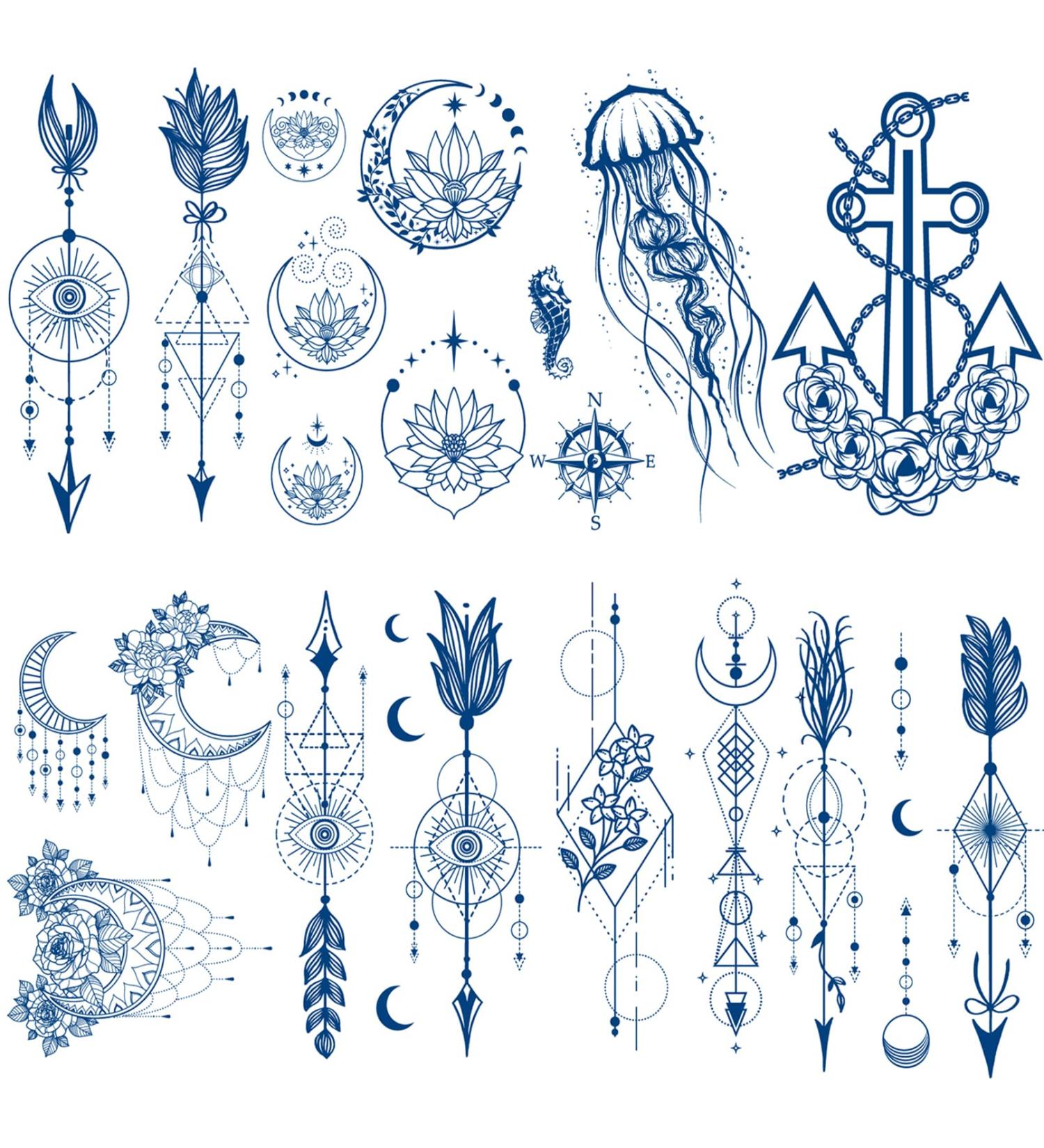 Aresvns Semi Permanent Tattoos for Women - Waterproof & Long-Lasting 2 Weeks Fake Tattoos - Realistic Stickers - Christmas Gift - Pattern 03 - Buy Online on GoSupps.com