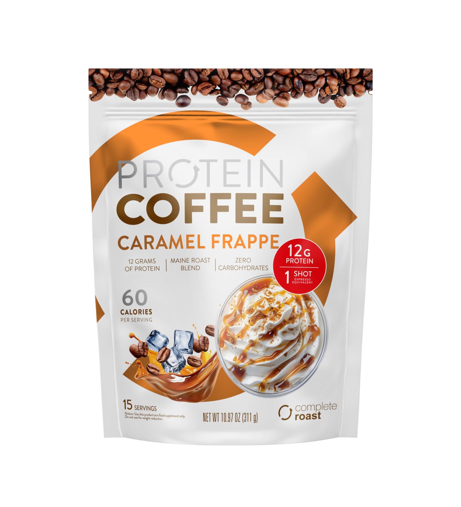 Complete Roast Caramel Frappe Protein Coffee 0 Carbs 60 Calories Low Fat