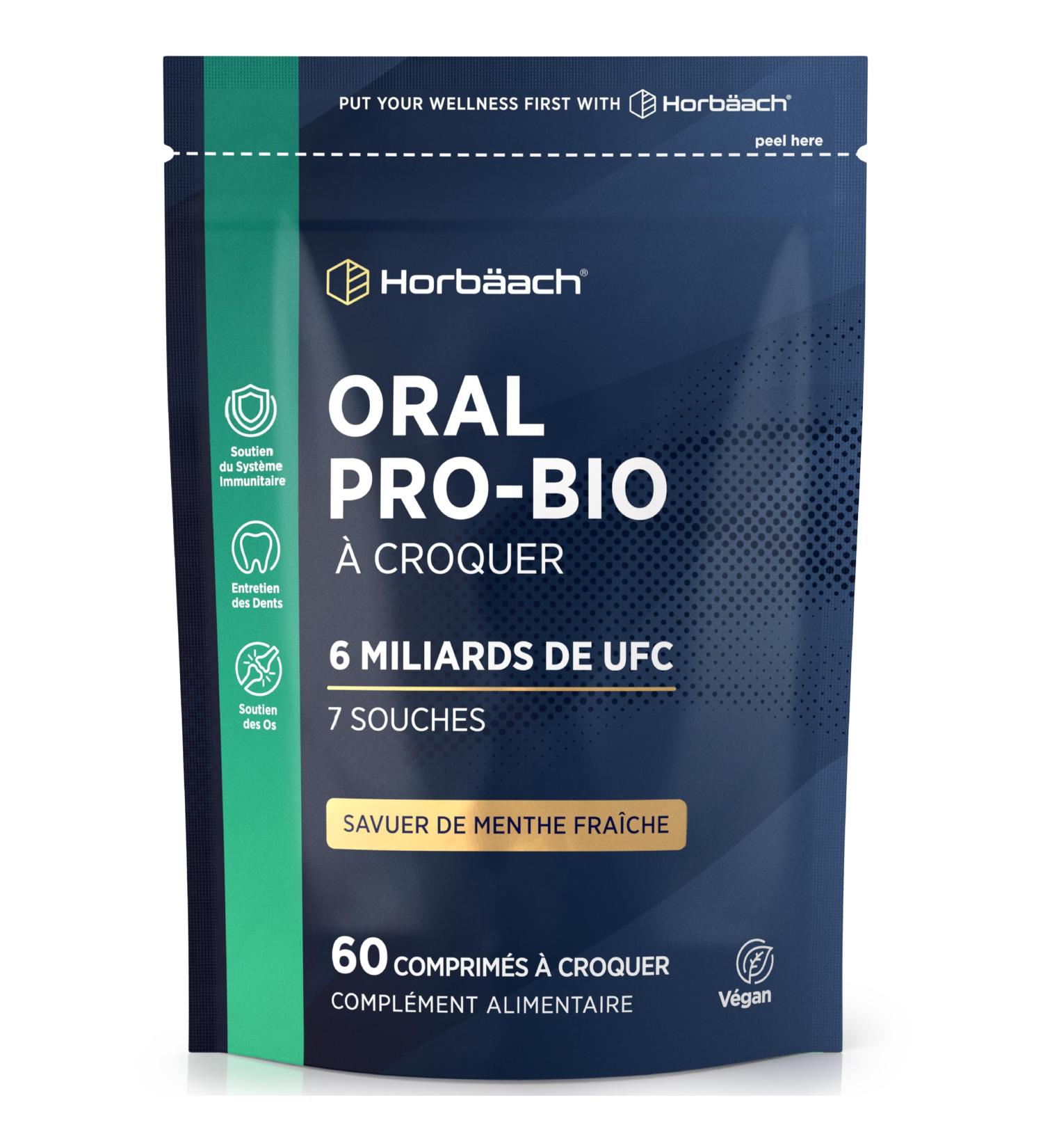 Biotique Oraux pour la Bouche | 60 Comprim s V gan Croquer | Saveur Menthe | Compl ment Alimentaire Mauvaisse Haleine | 6 milliards d'UFC | Oral Biotic Supplement | par Horbaach - Buy Online on GoSupps.com