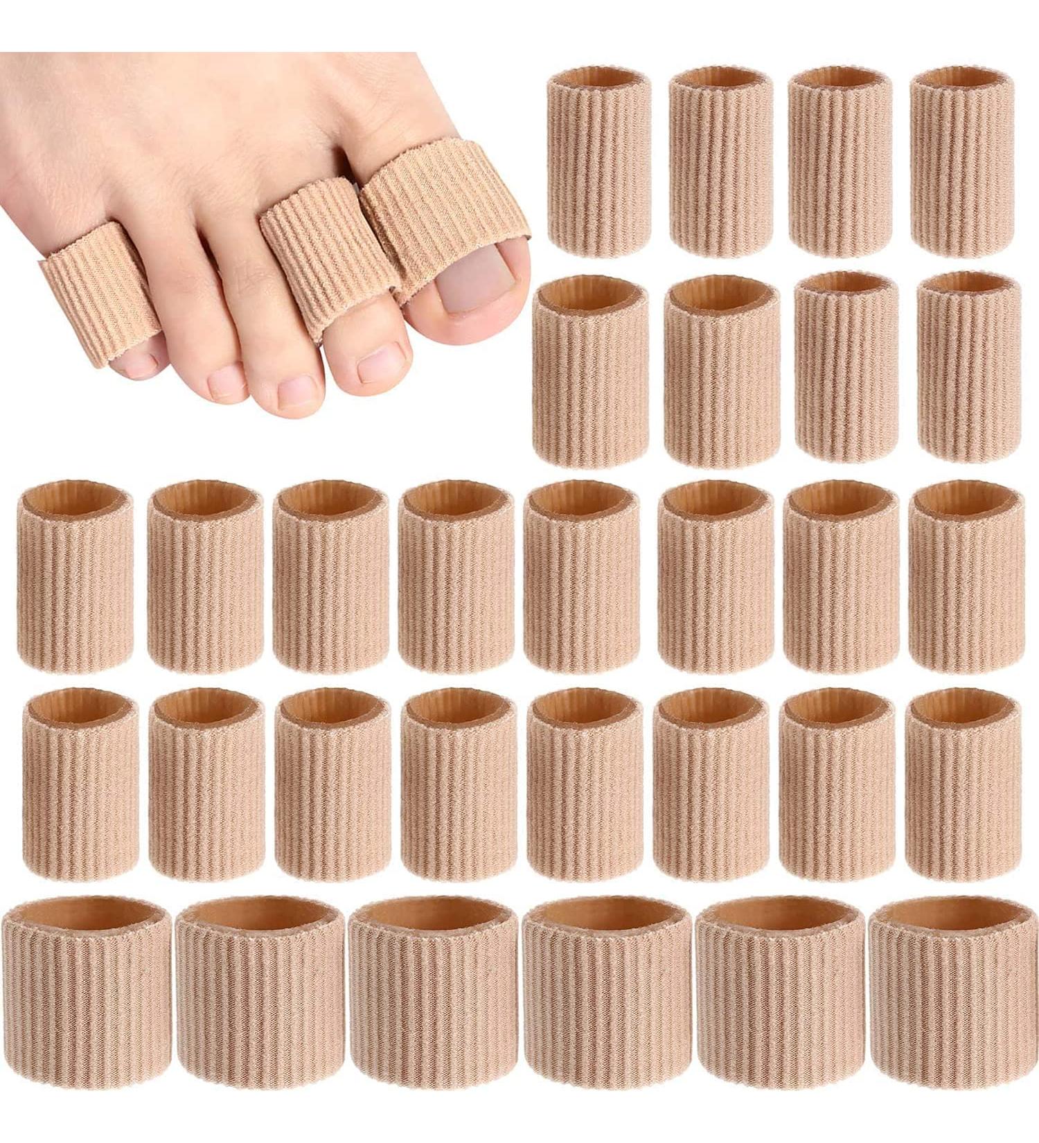 Soft Gel Toe Cushion Tubes - 30 Pieces for Corns, Blisters, Calluses - Toe Sleeves for Toe and Finger Protection - Buy Online on GoSupps.com