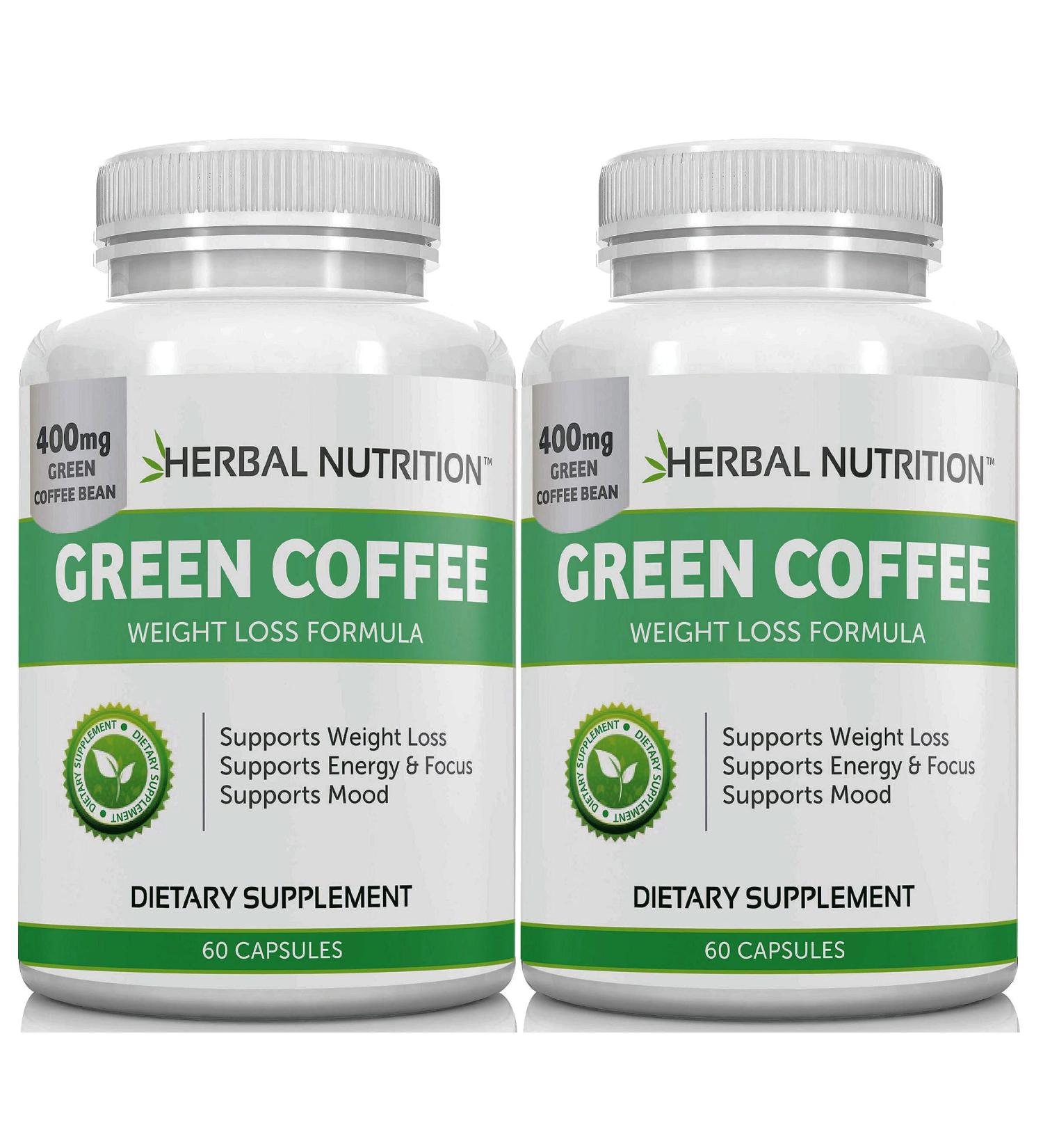 BOGO Herbal Nutrition Pure Green Coffee Bean Extract: 120 Capsules, 400mg-1200mg Dosing, 50% Chlorogenic Acid - Weight Loss & Cleanse Supplement - Buy Online on GoSupps.com