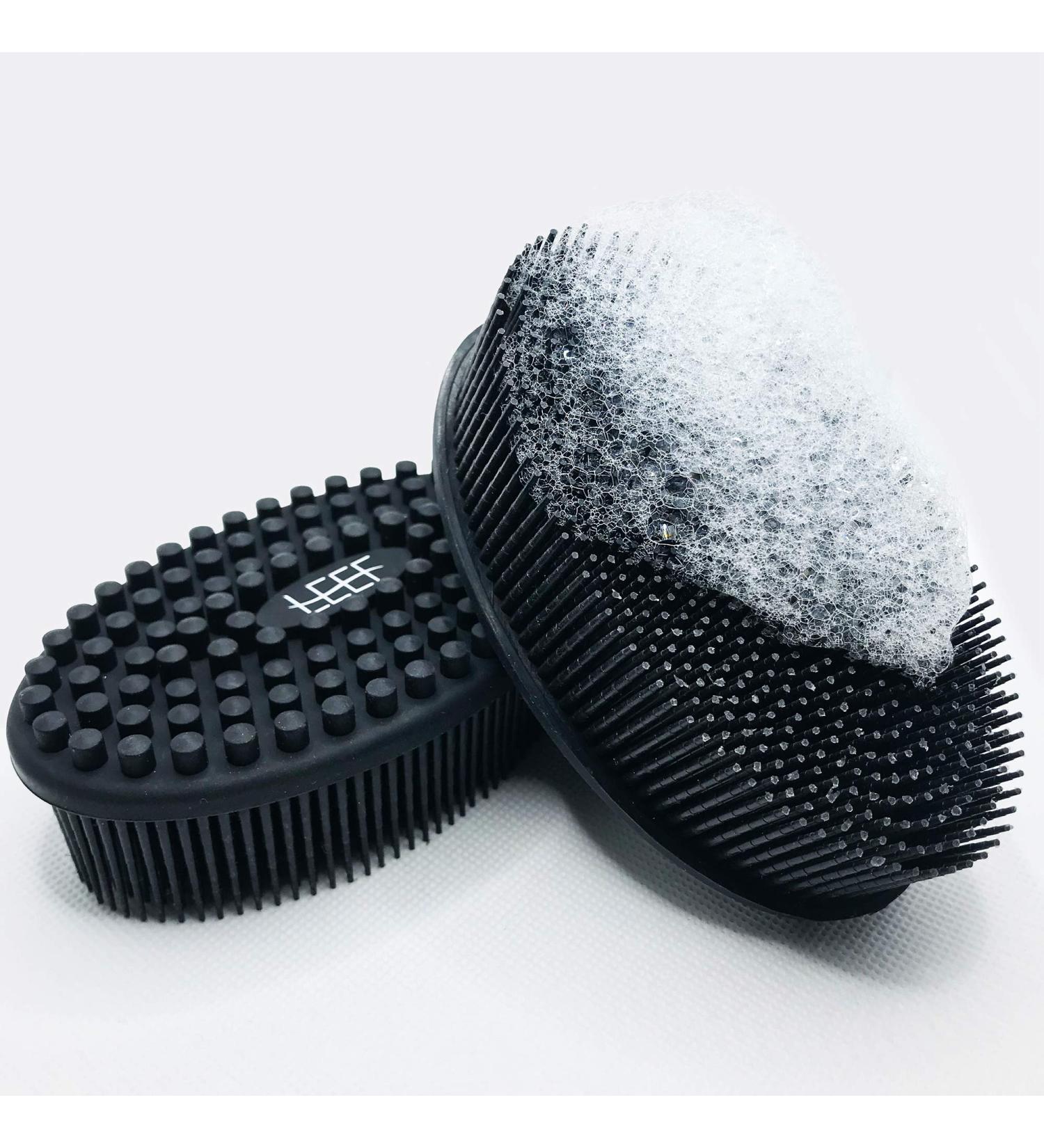 LEEF Silicone Bath and Body Brush | Exfoliating Body Scrubber for Dead Skin Removal | Massaging Bristles Improve Blood Circulation | Gentle for Women, Men, Kids, & Pets | 1 Pc, Black - Buy Online on GoSupps.com