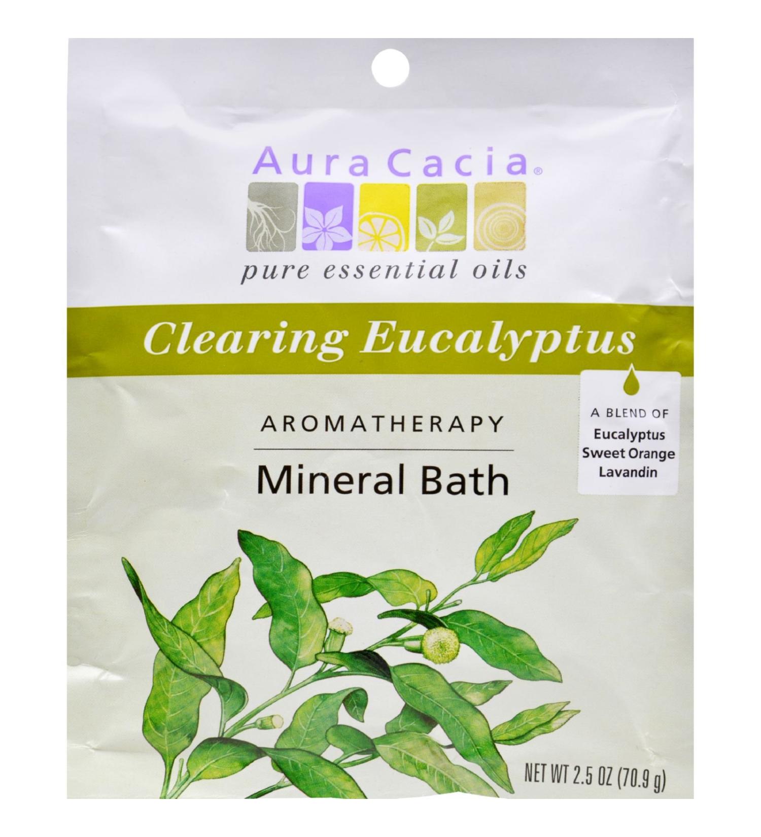 Aura Cacia Clearing Eucalyptus Aromatherapy Mineral Bath Salt 2.5 Ounce Packet - 6 per case.6