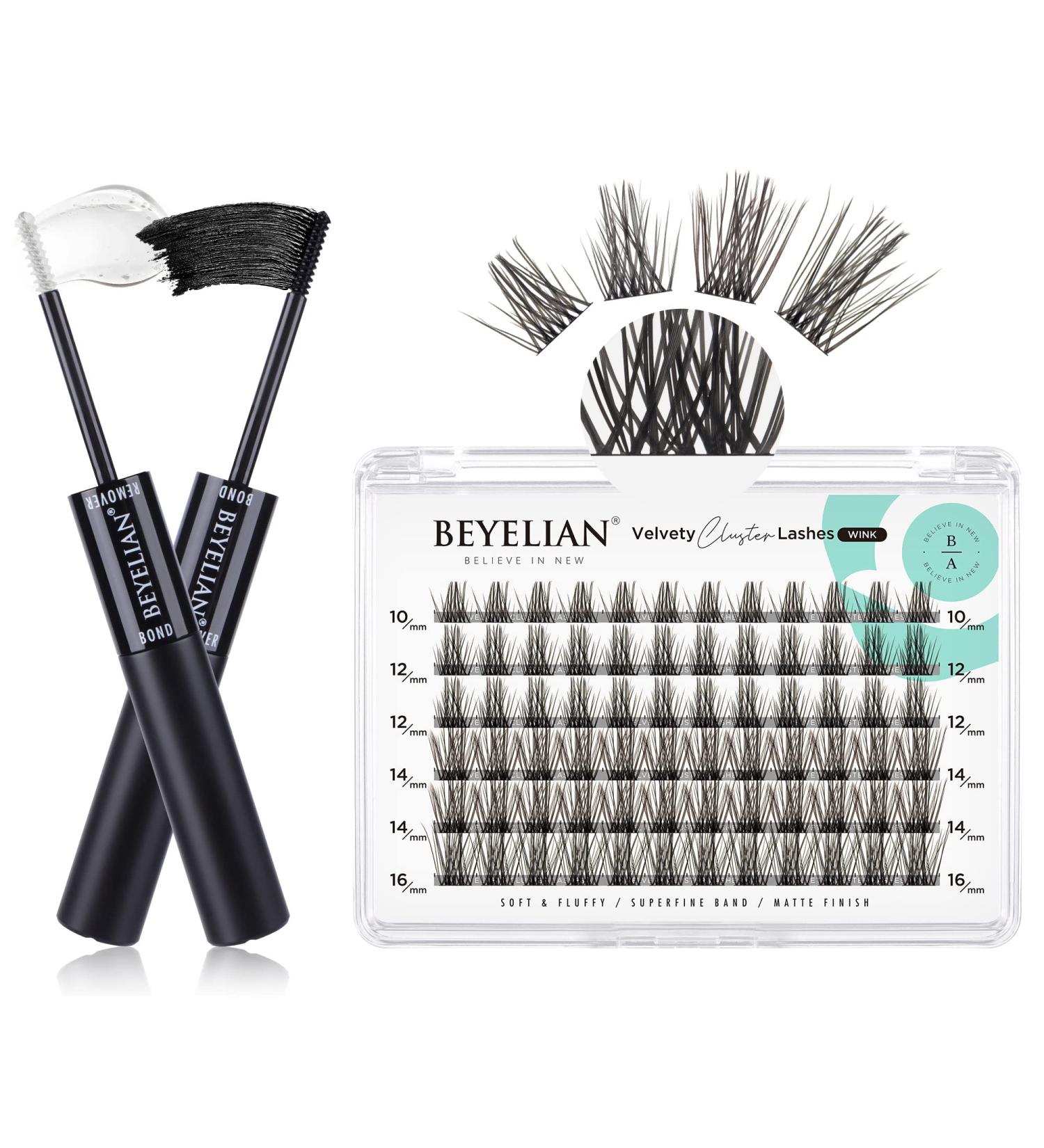 BEYELIAN Lash Clusters Kit - 72 Pcs 10-16mm Individual Cluster Lashes with Bond and Remover - Soft, Lightweight, Waterproof - Comfortable Adhesive - Buy Online on GoSupps.com