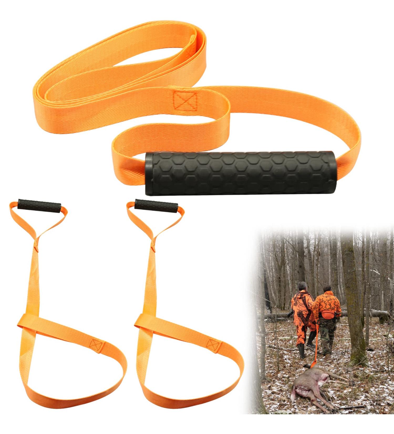 3Pcs Deer Drag Rope with Non-Slip Handle - Heavy Duty Hunting Strap for Big and Small Game - Orange - Buy Online on GoSupps.com