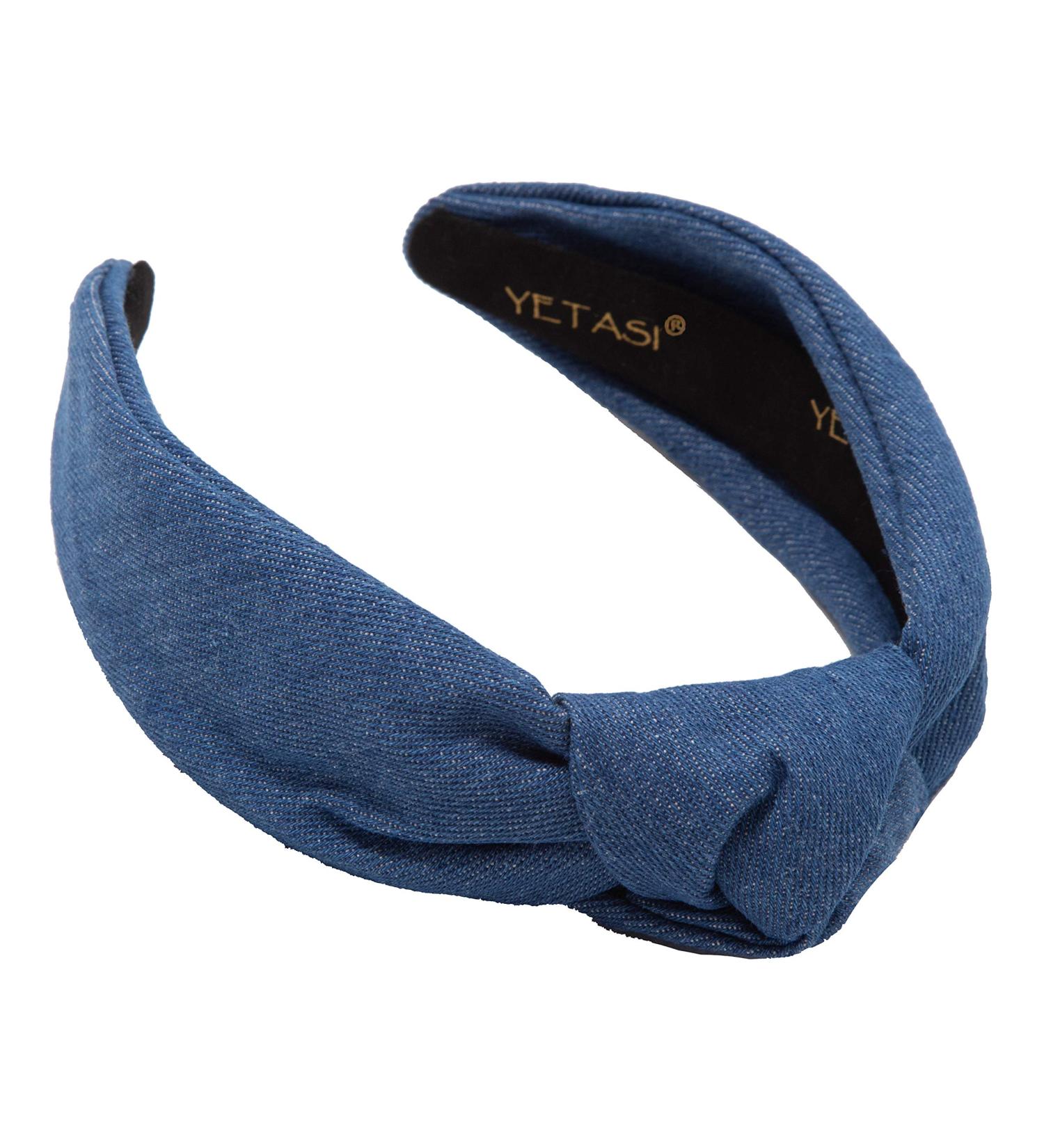 YETASI Blue Denim Headband for Women - Trendy Dark Blue Knotted Headband | Non-Slip & Long Lasting - Buy Online on GoSupps.com