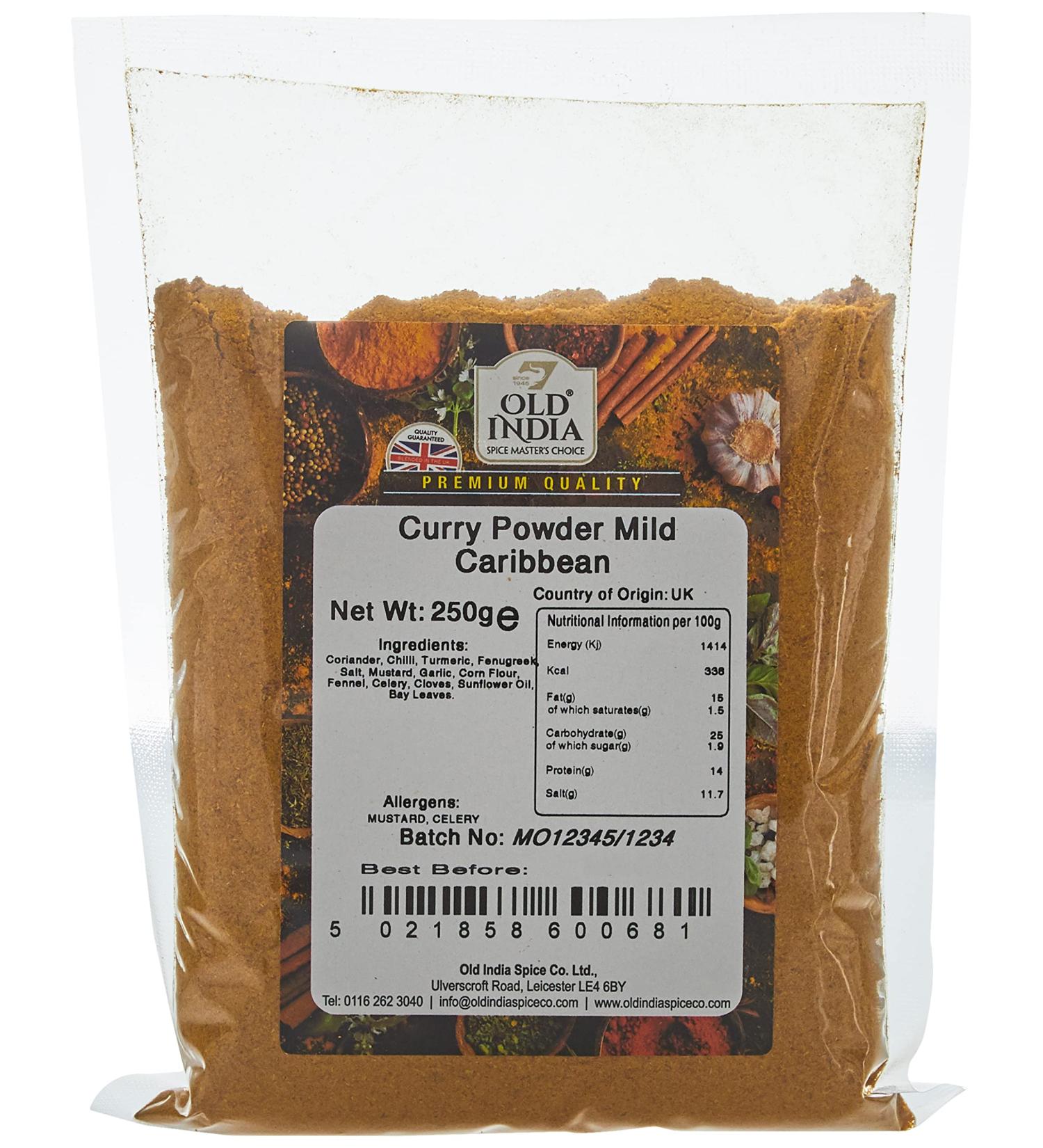 Old India Mild Caribbean Curry Powder 250g - Authentic Blend for Exotic Flavors - Buy Online on GoSupps.com
