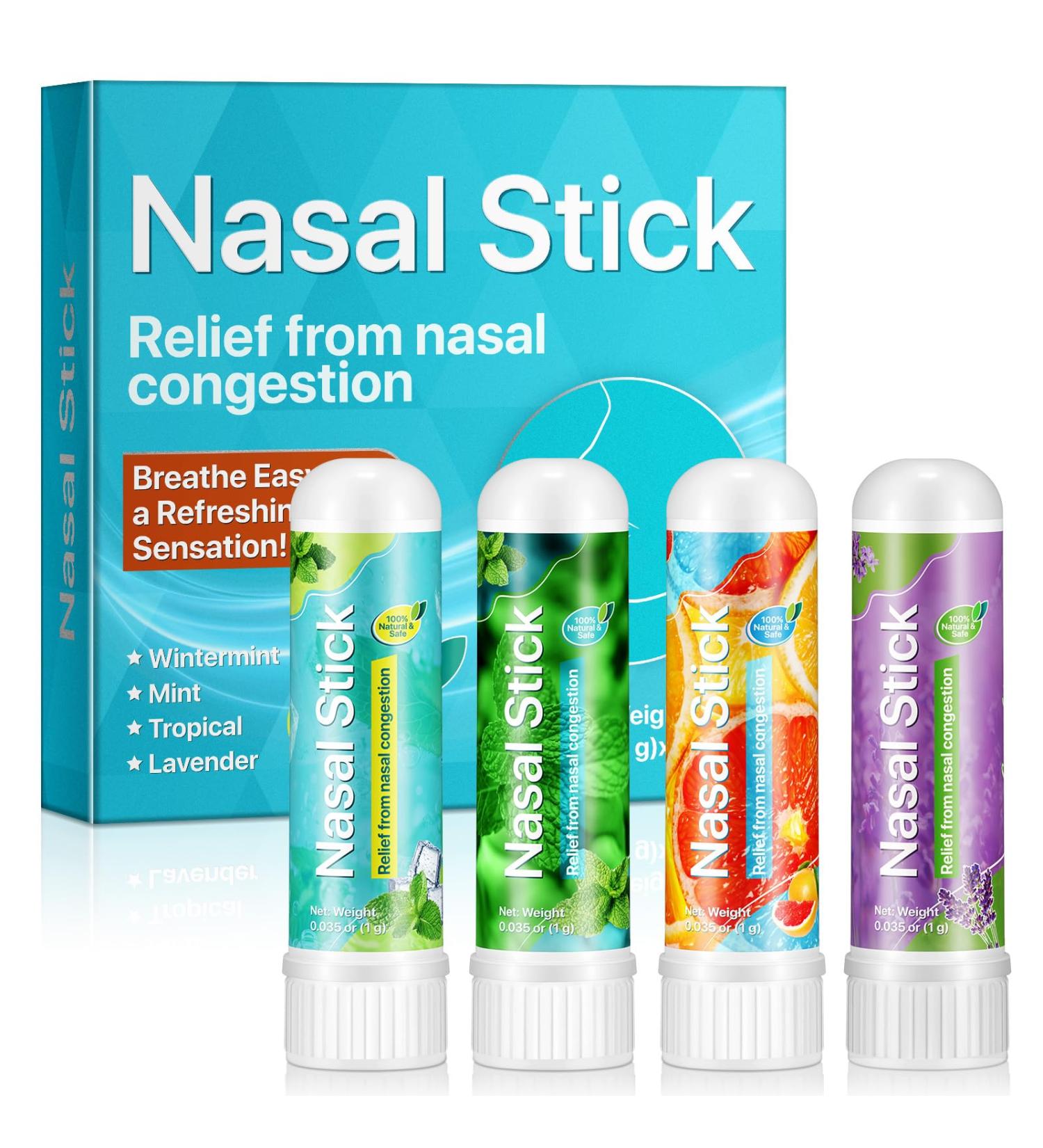 Ruduwu 4 Pack Nasal Stick Nasal Inhaler Stick Nose Inhaler Boost Energy Set Inhaler Sinus & Congestion Relief Daily Relaxation Stress Relief Pure Natural Ingredients - Buy Online on GoSupps.com