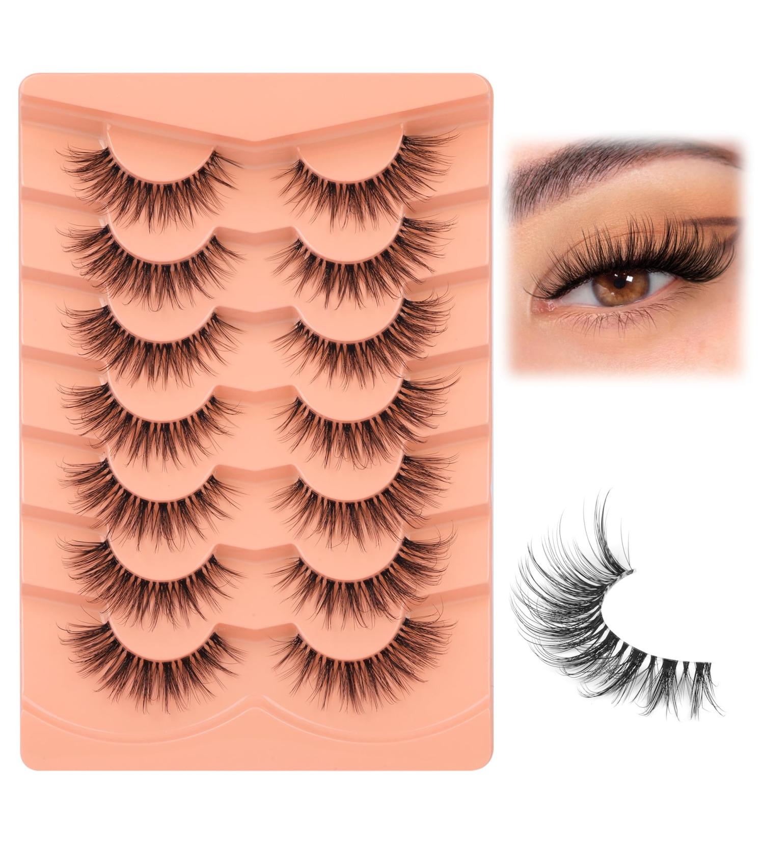 Mavphnee Cat Eye Wispy 3D False Lashes - Natural Look Clear Band, 7 Pairs - Buy Online on GoSupps.com