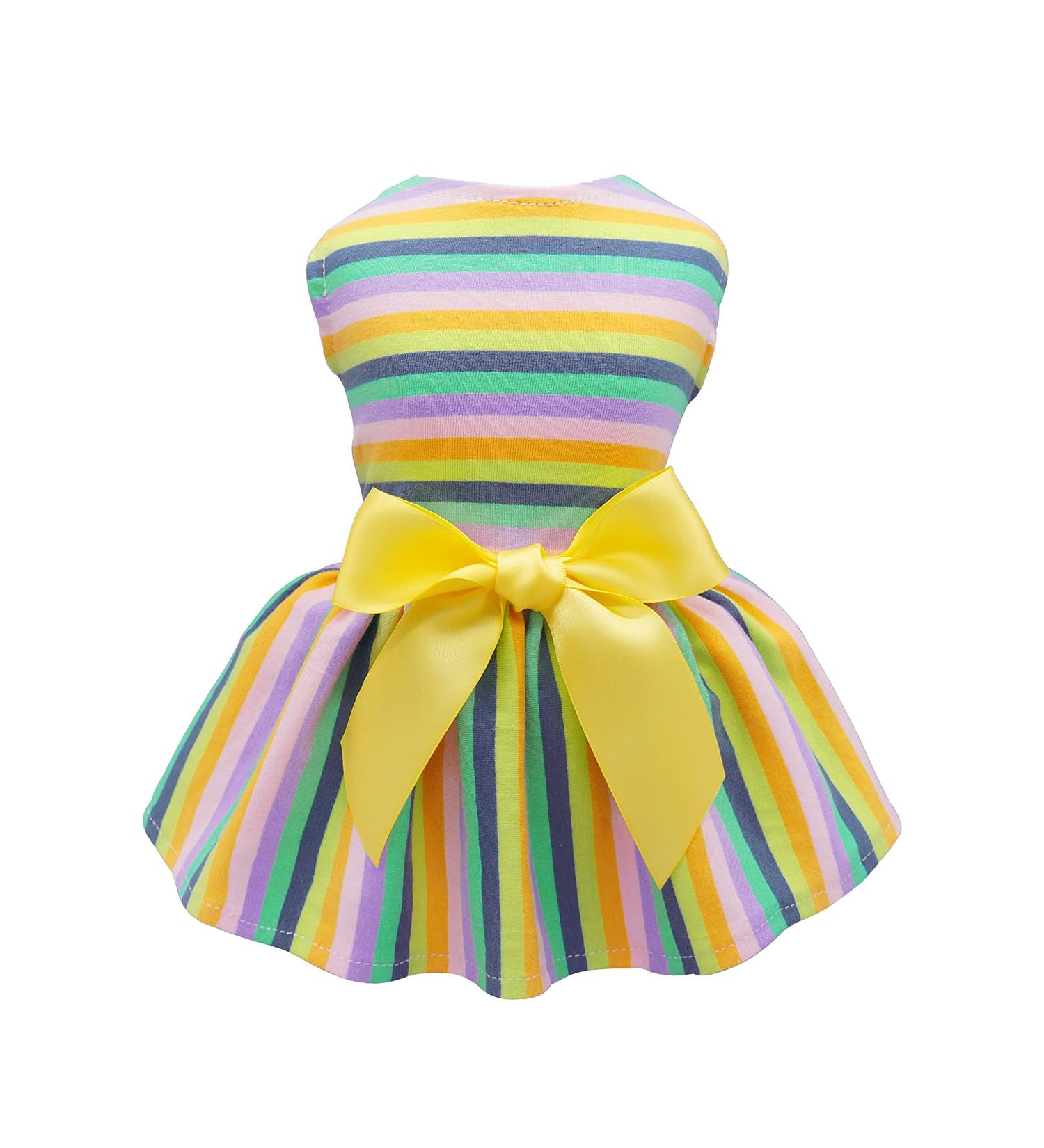 Fitwarm 100% Cotton Dog Dress | Colorful Rainbow Green | Medium Size - Buy Online on GoSupps.com