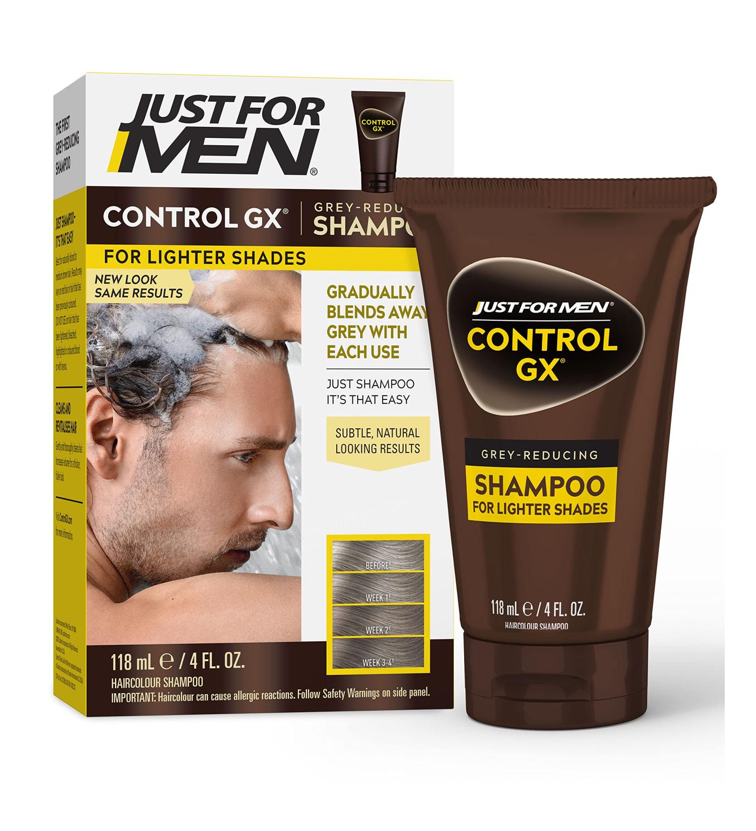 Just for Men Control GX Grey Reducing Shampoo for Lighter Shades of Hair | Blonde to Medium Brown | 4 Fl Oz - Pack of 1 - Buy Online on GoSupps.com