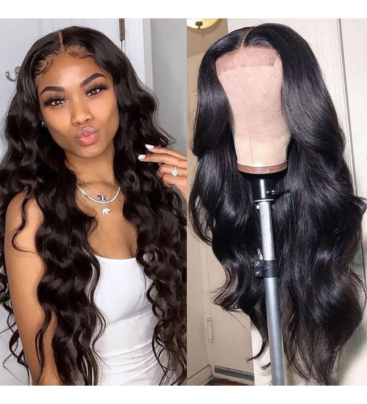 NewYou Body Wave Lace Front Wig 16 Inch 4x4 Lace Closure Pre Plucked Human Hair Wigs for Black Women 150% Density - Brazilian Virgin Human Hair Natural Color - Buy Online on GoSupps.com