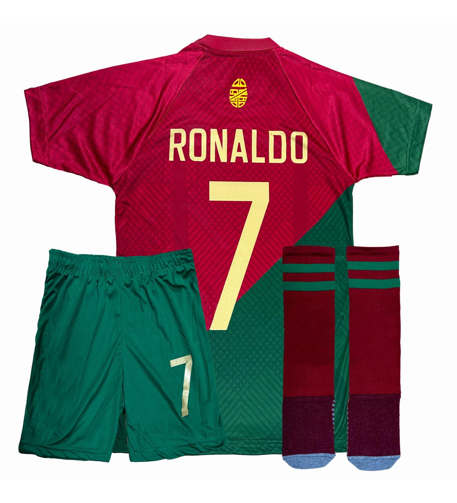 Msteco Portugal Soccer Legend #7 Kids Jersey/Shorts | Unisex Youth Sizes 7-8 Years - Buy Online on GoSupps.com
