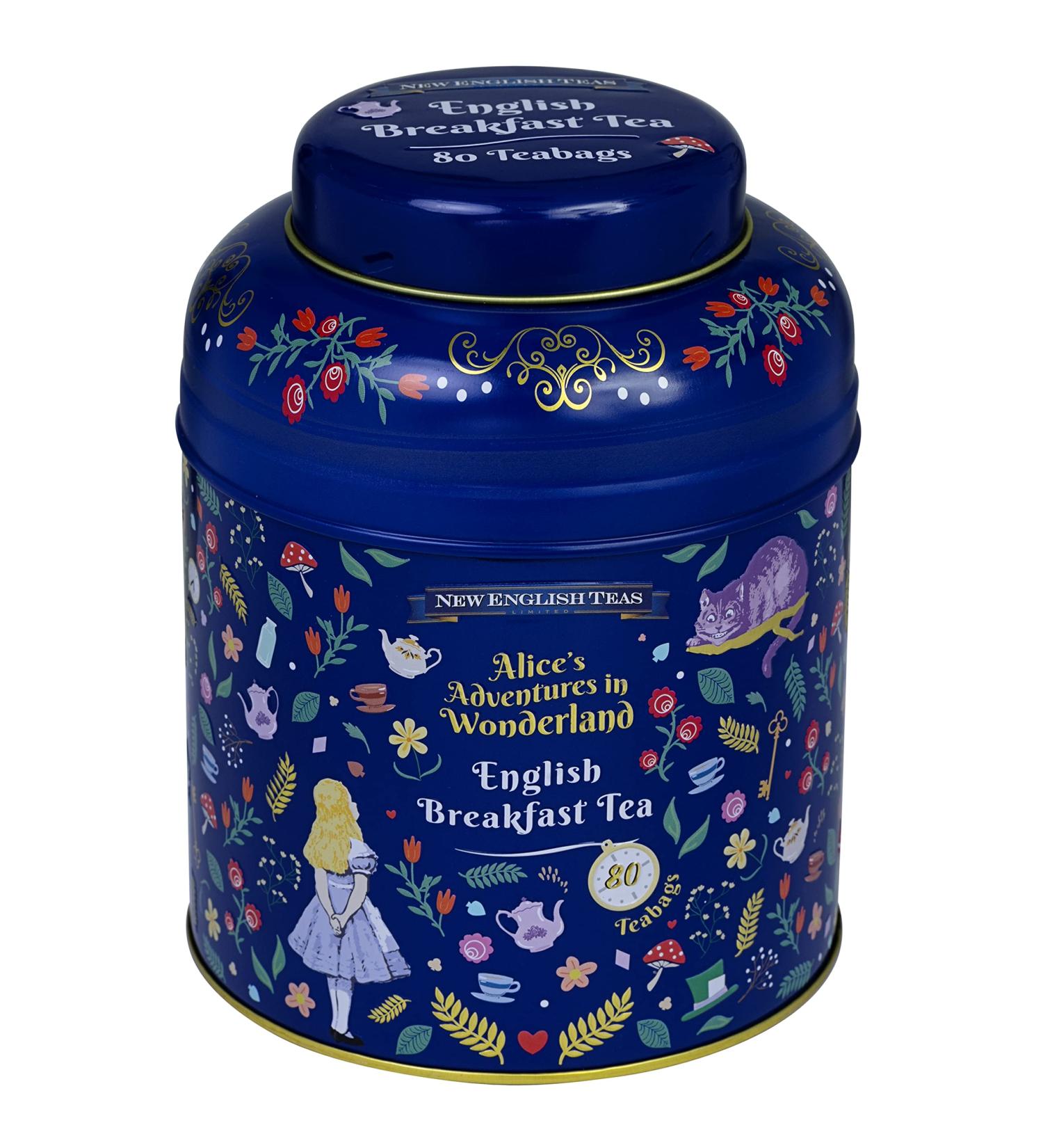 New English Teas Midnight Alice in Wonderland Tea Caddy with 80 English Breakfast Teabags - Buy Online on GoSupps.com