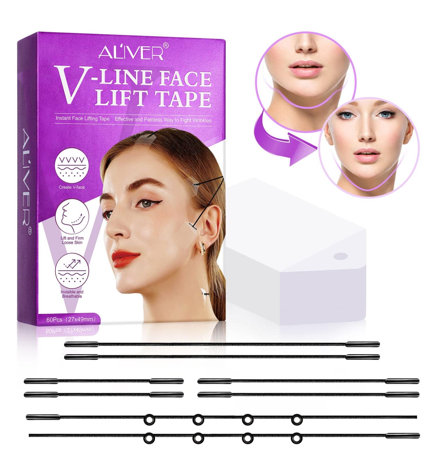 Mcukv Face Tape Lifting - 60pcs Invisible Facelift Tape with 8 Adjustable Bands | Instant Neck and Facial Lifting for Wrinkles, Double Chin, and Saggy Skin | Waterproof - Buy Online on GoSupps.com