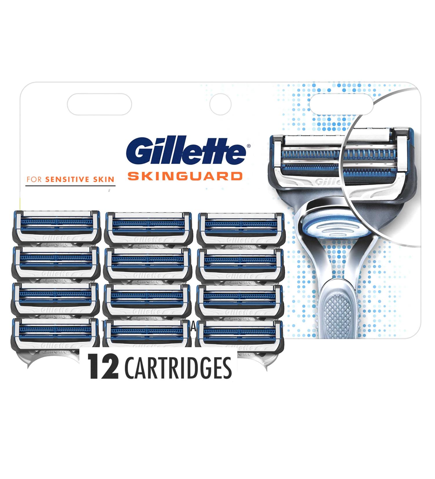 Gillette SkinGuard Men's Razor Blade Refills 12 Count - Gentle Shave for Men with Skin Irritation - Buy Online on GoSupps.com