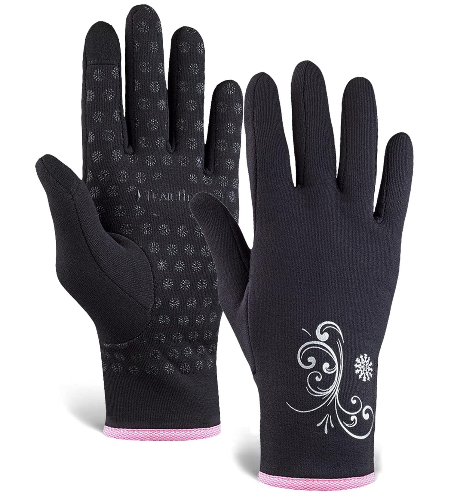 TrailHeads Power Stretch Women's Running Gloves - Black/Pink | Thermal & Stylish for Cold Weather Runs - Buy Online on GoSupps.com