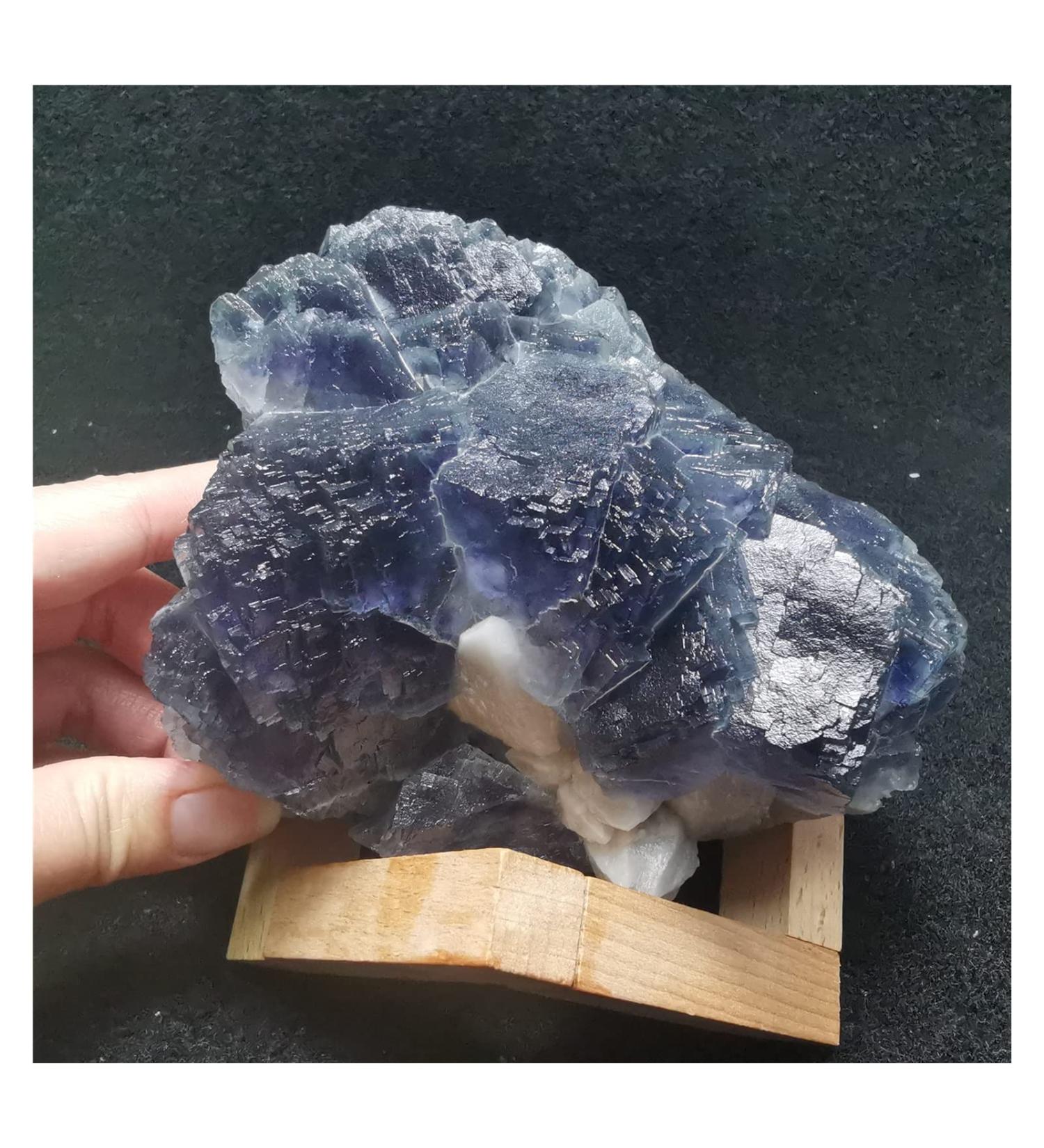 Natural Crystal Rough 1109.7gRare Purple Blue Ladder Fluorite and Crystal columnar paragenetic Specimen Quartz gem Stone Furniture - Buy Online on GoSupps.com