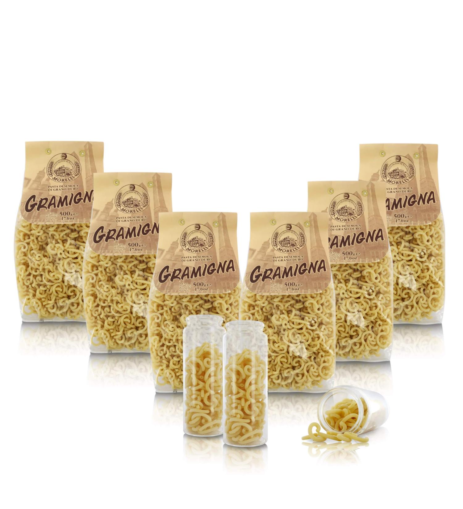 Antico Pastificio Morelli 1860 Srl Gramigna Wheat Semolina Pasta - Regional Italian Typical Pasta - Pack of 6 x 500 g - Buy Online on GoSupps.com