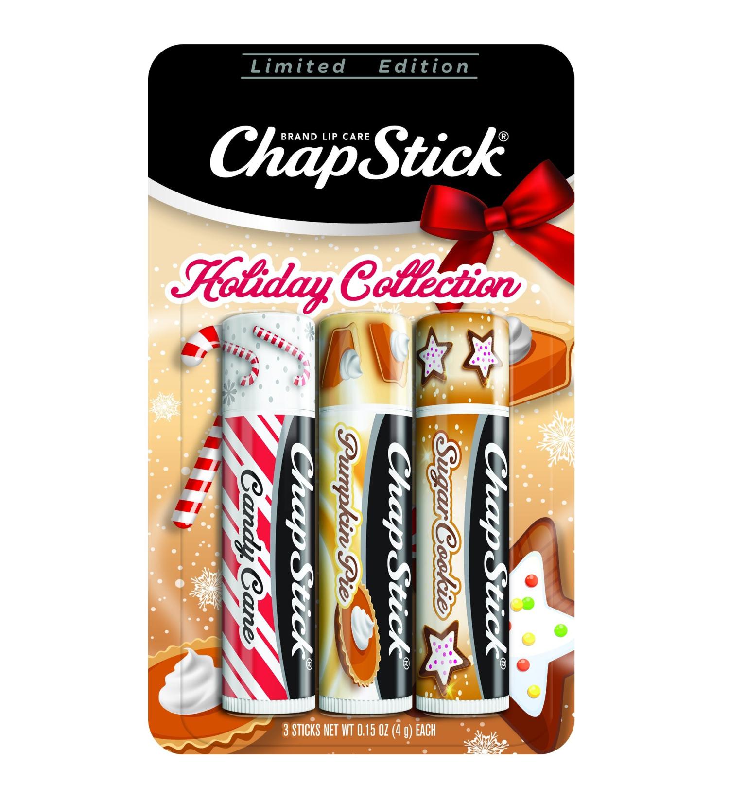 ChapStick Holiday Collection Lip Balm Tube 0.15 Ounce Each (Candy Cane Pumpkin Pie & Sugar Cookie Flavors 1 Blister Pack of 3 Sticks Great Gifts for Women Candy Cane Pumpkin Pie & Sugar Cookie 3 Count (0.15 Ounce Each) - Buy Online on GoSupps.com